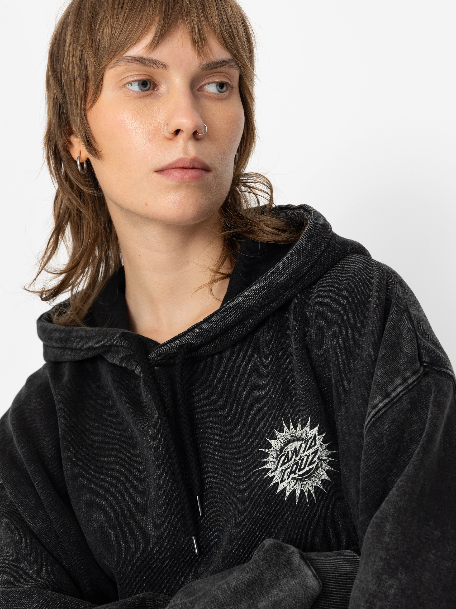 Santa Cruz Ornate Dot Wmn Pulóver (black acid wash)