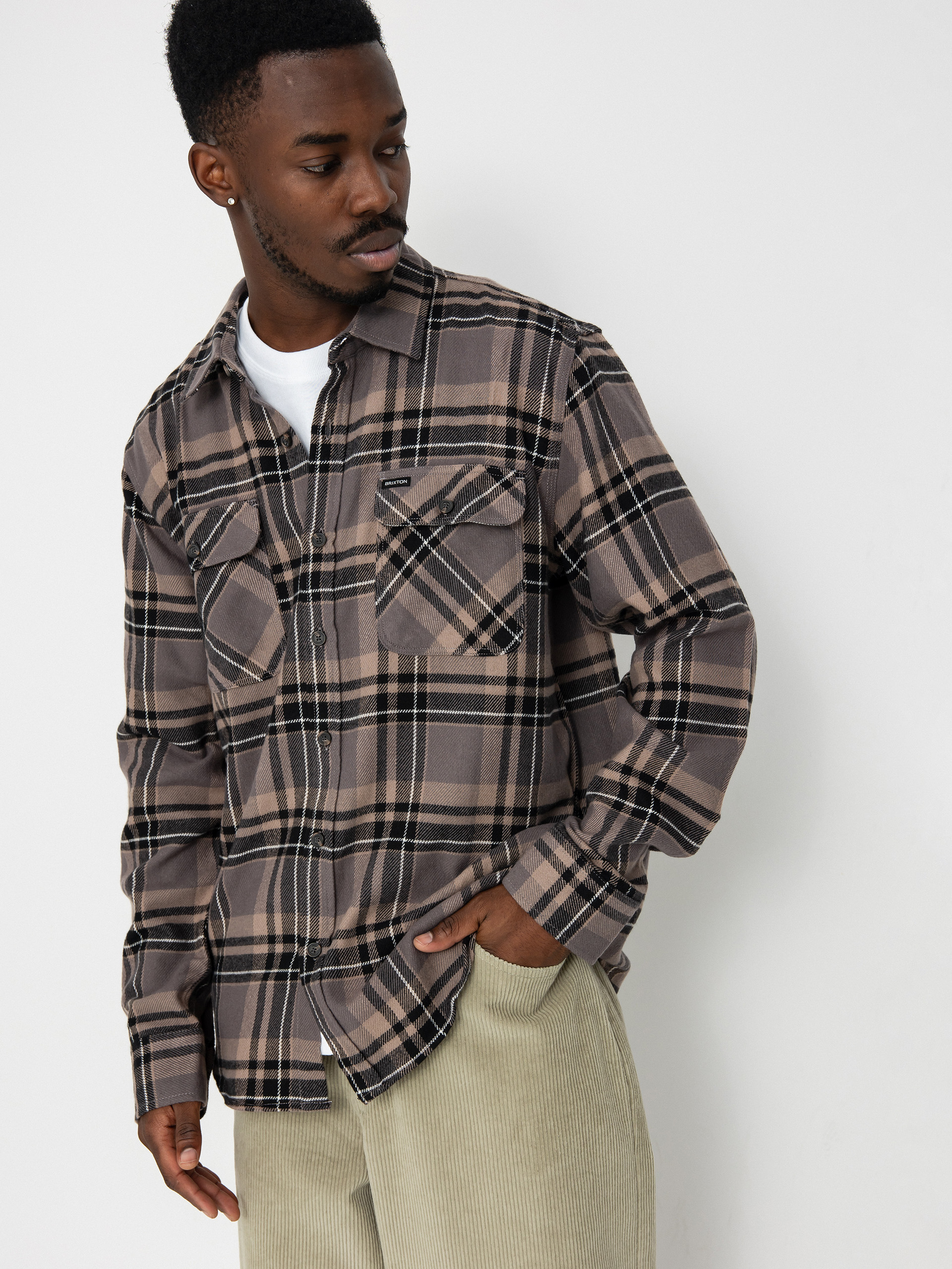 Brixton Bowery Flannel Ls Ing (charcoal/black/cinder grey)