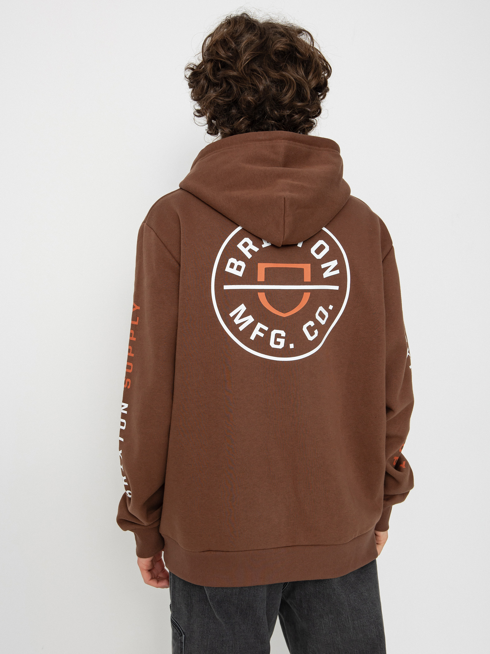 Brixton Crest HD Kapucnis pulóver (pinecone brown/rust orange/whi)