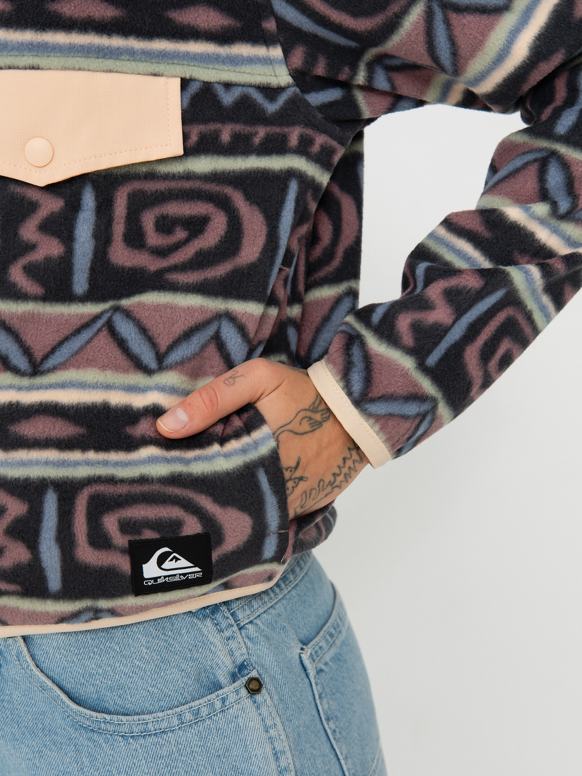 Női Polár pulóver Quiksilver Uni FZ Polar Fleece (grape shake heritage stripe 64)