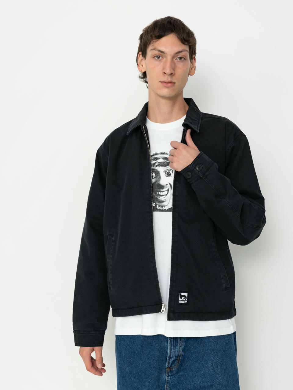 OBEY Head Jazz Zip Up Dzseki (digital black faded wash)