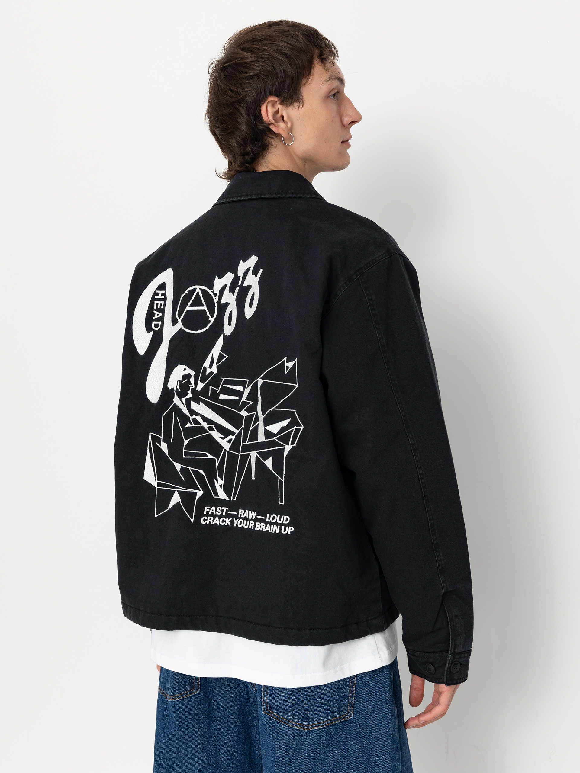 OBEY Head Jazz Zip Up Dzseki (digital black faded wash)