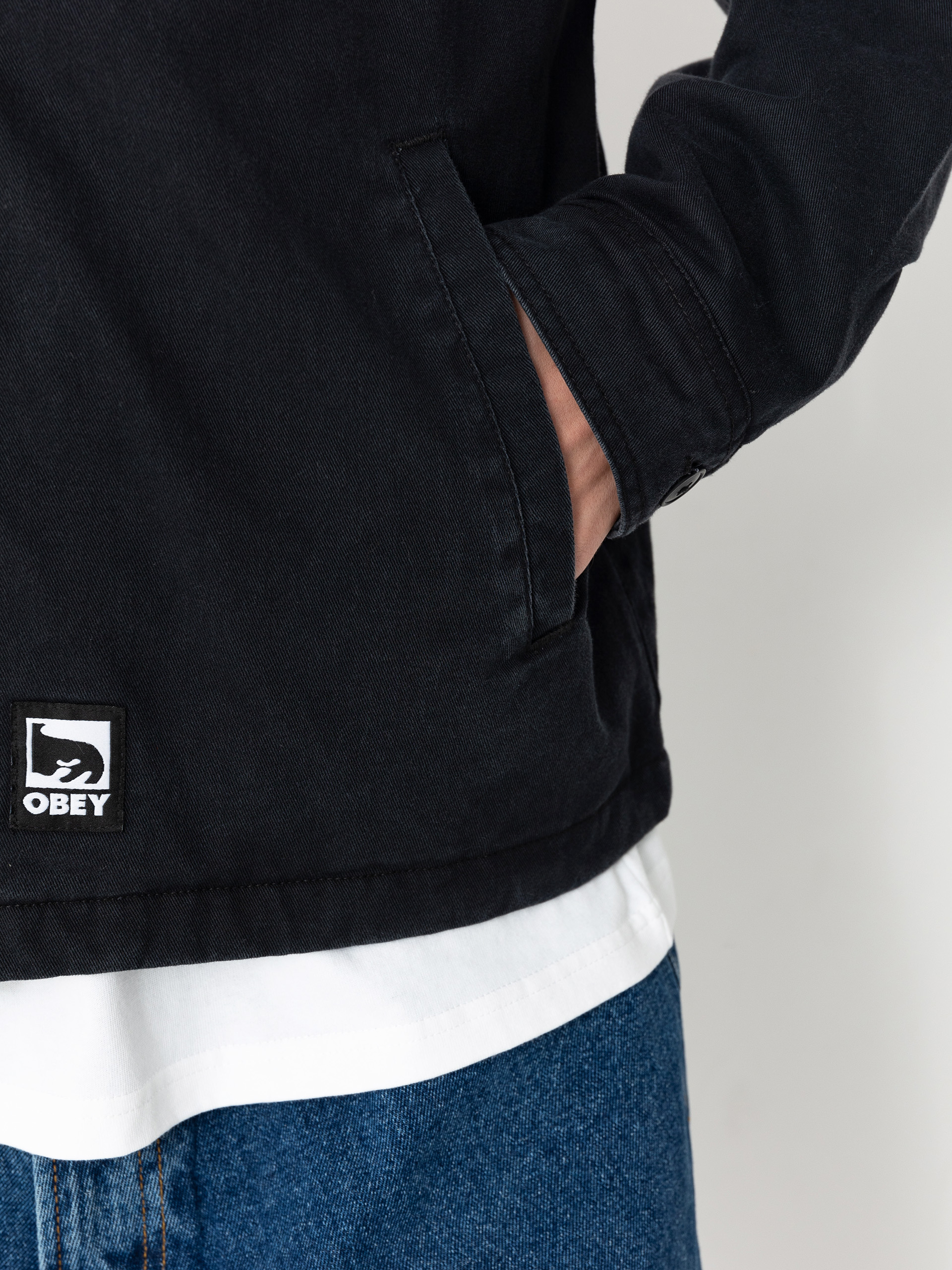 OBEY Head Jazz Zip Up Dzseki (digital black faded wash)