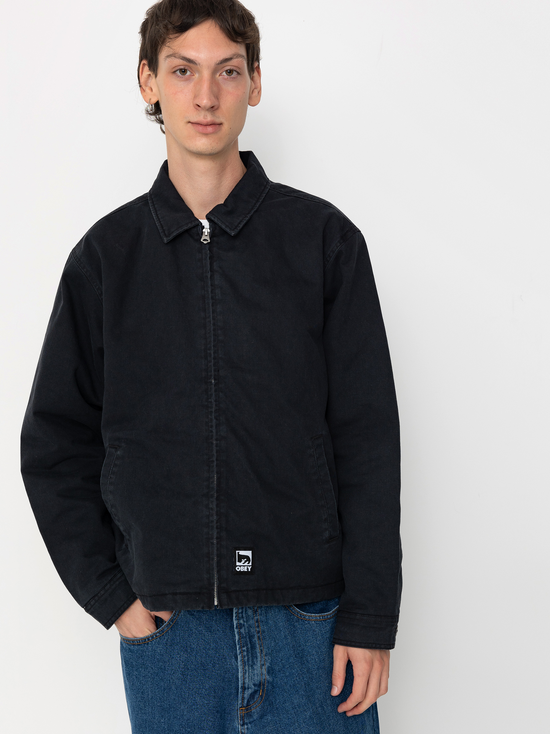 OBEY Head Jazz Zip Up Dzseki (digital black faded wash)