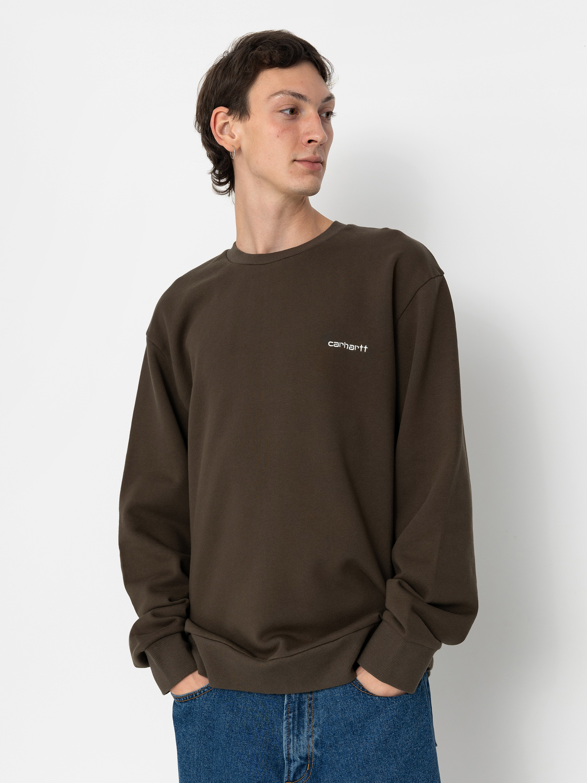 Carhartt WIP Script Embroidery Pulu00f3ver (cypress/white)