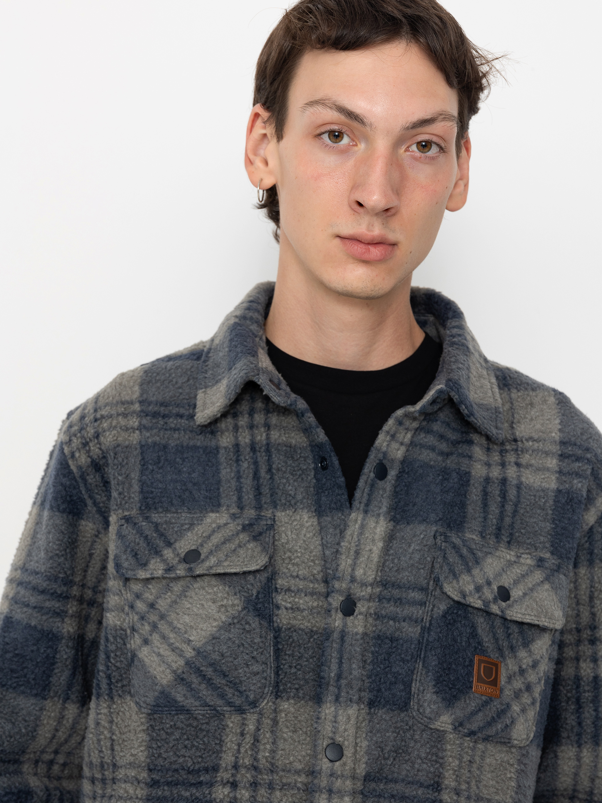 Brixton Bowery Arctic Stretch Ls Ing (washed navy/beige plaid)