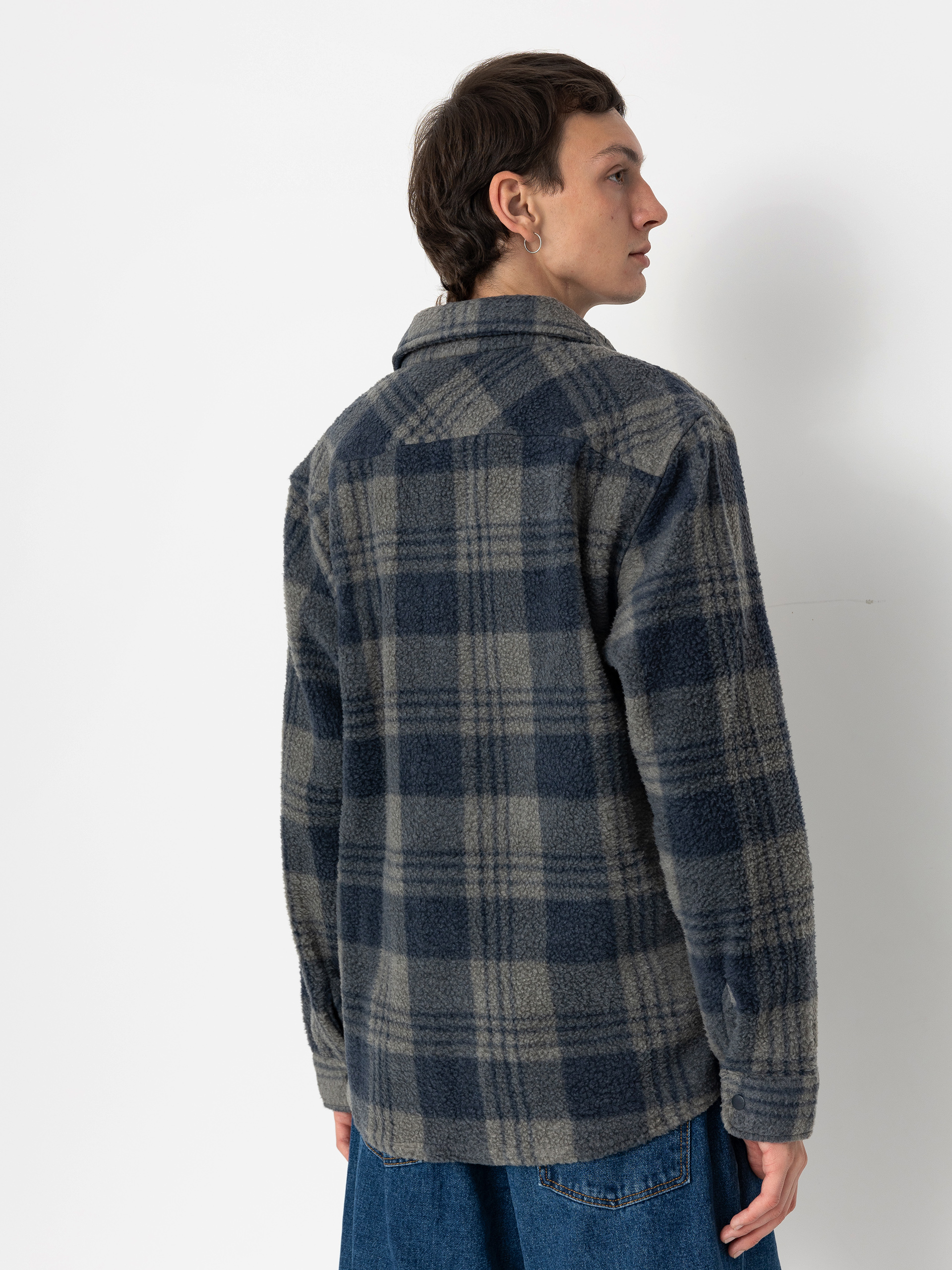 Brixton Bowery Arctic Stretch Ls Ing (washed navy/beige plaid)