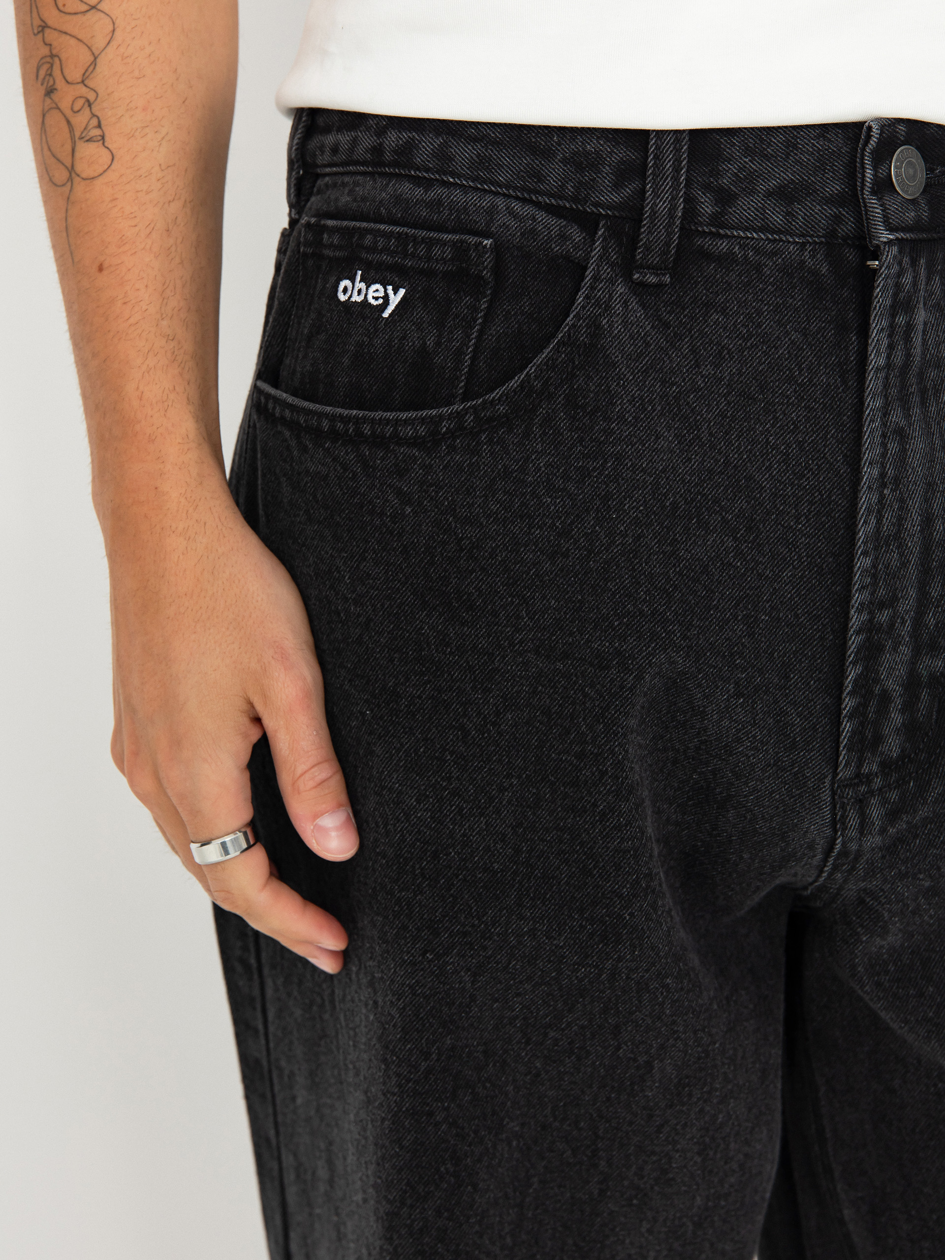 OBEY Bigwig Baggy Denim Kisnadrág (faded black)