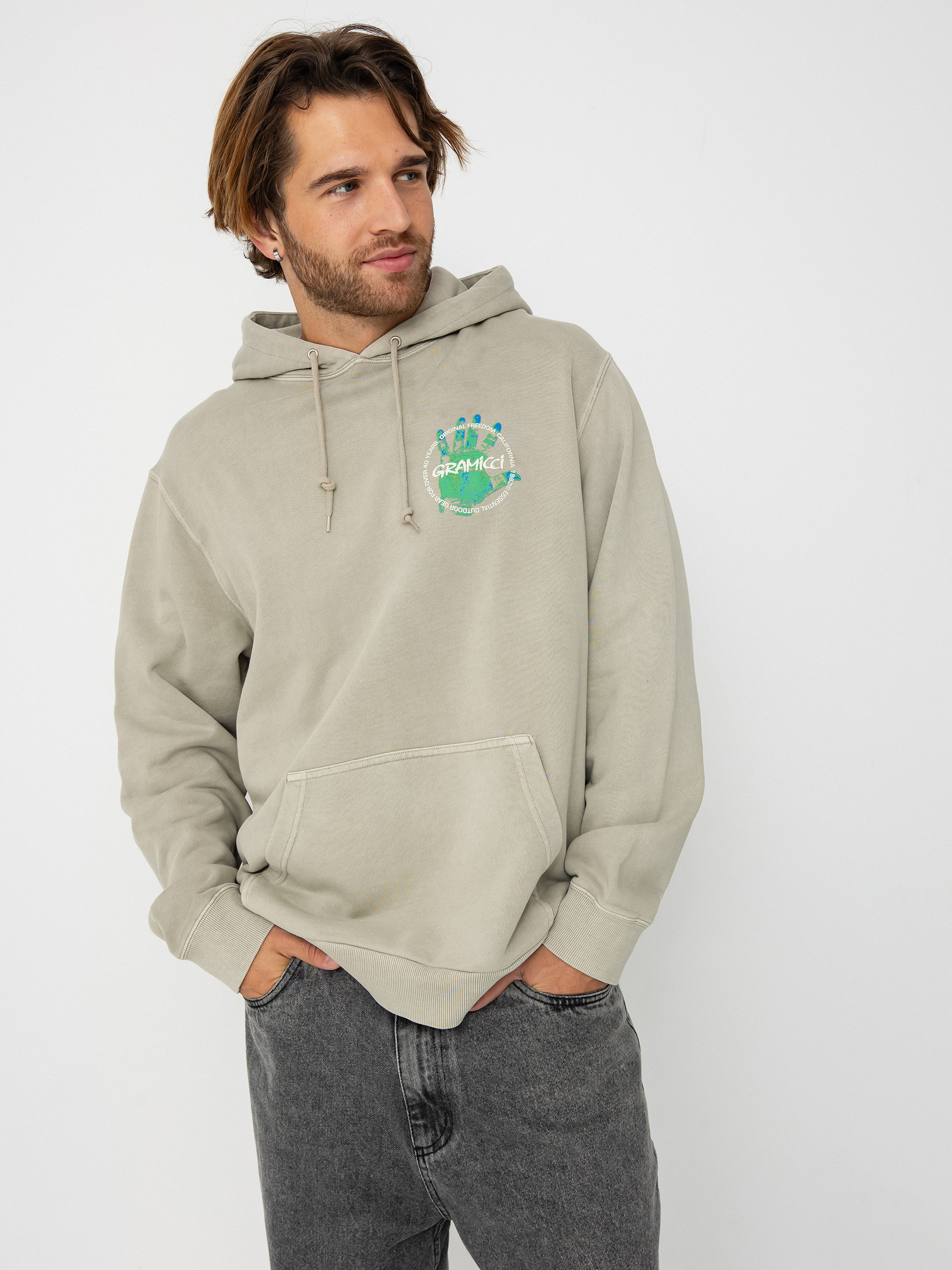 Kapucnis pulóver Gramicci Climber’S Hand HD (pigment oat)