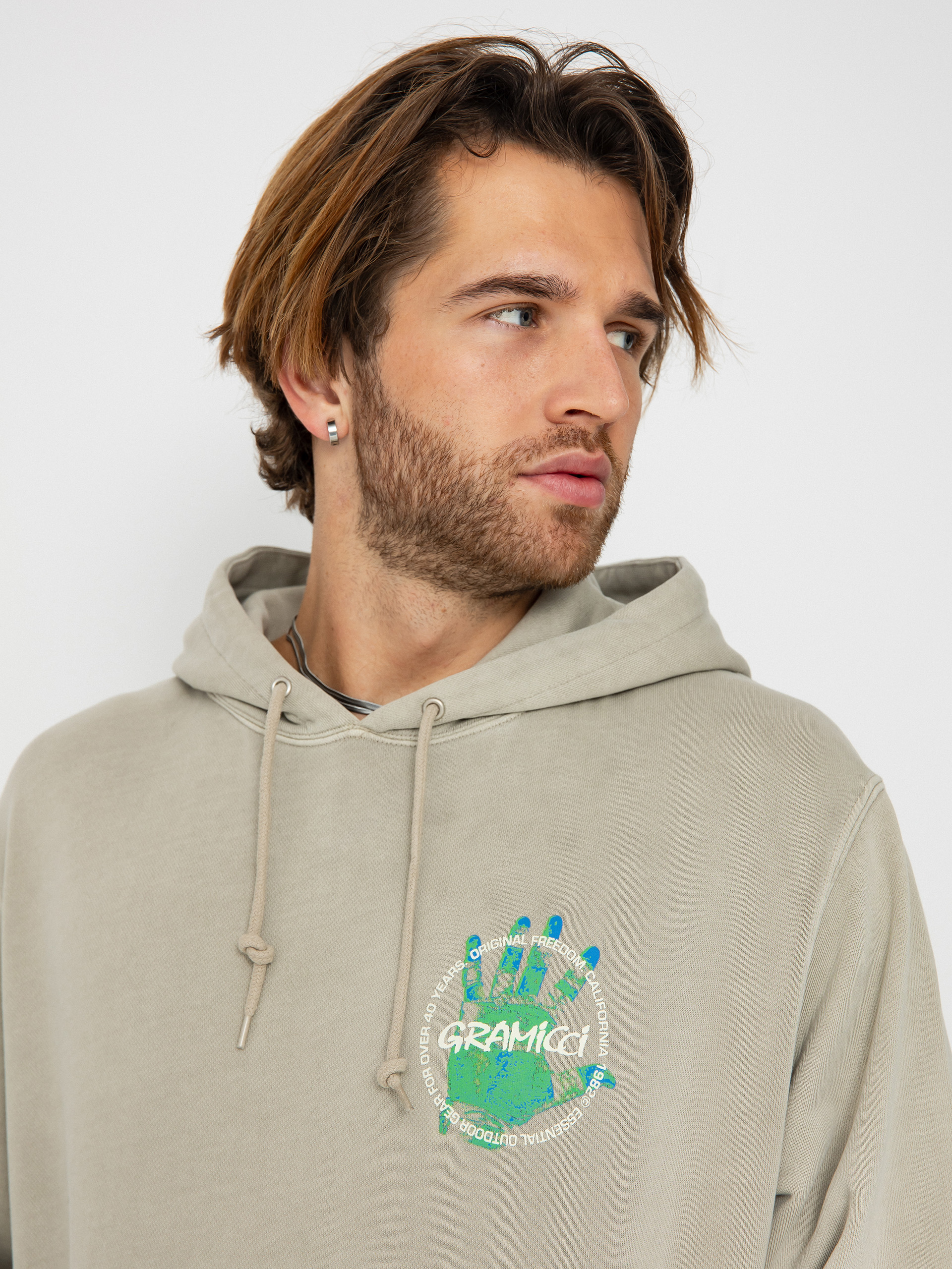 Kapucnis pulóver Gramicci Climber’S Hand HD (pigment oat)