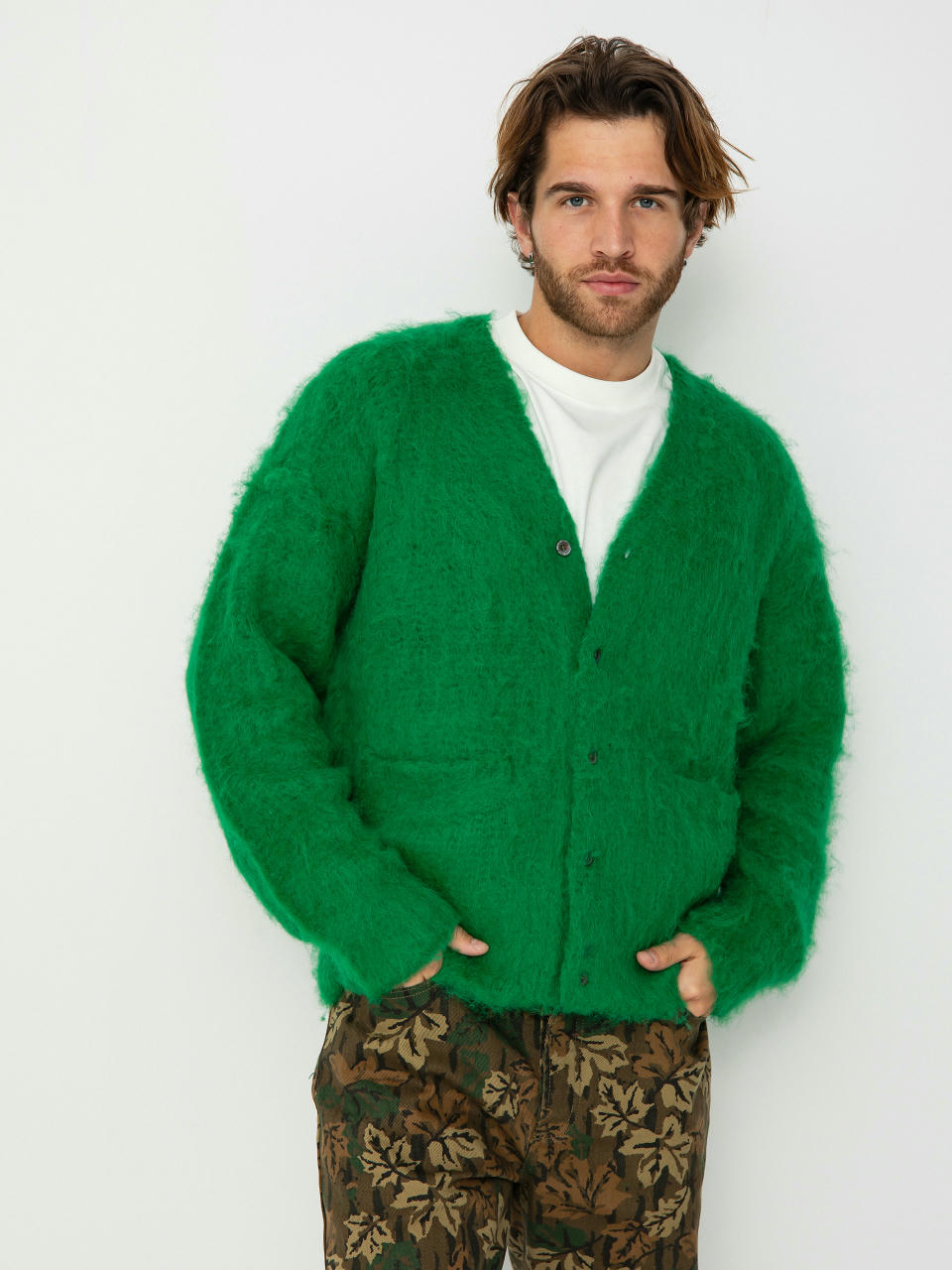 Pulóver OBEY Patron Cardigan (bright green)