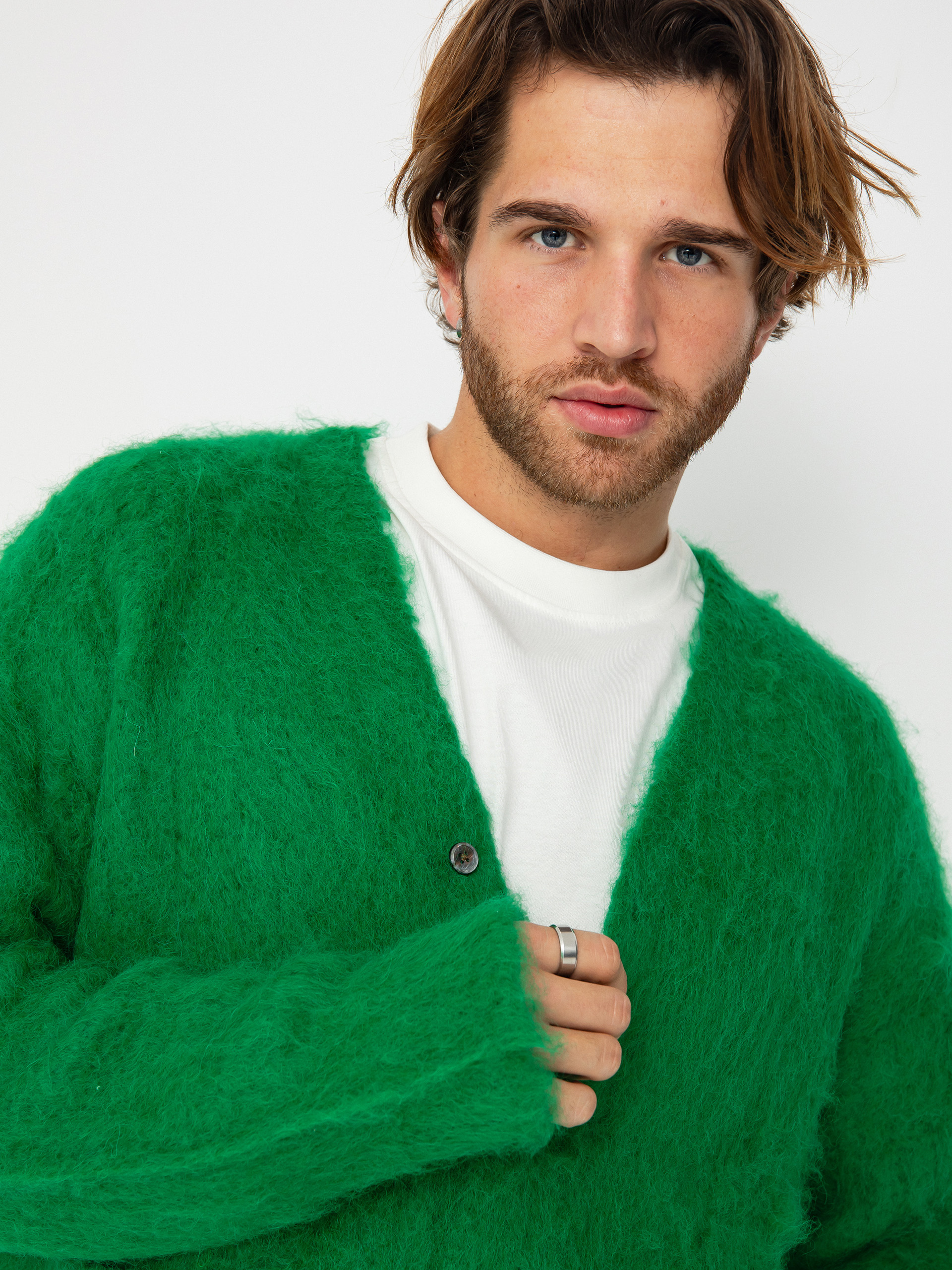 Pulóver OBEY Patron Cardigan (bright green)