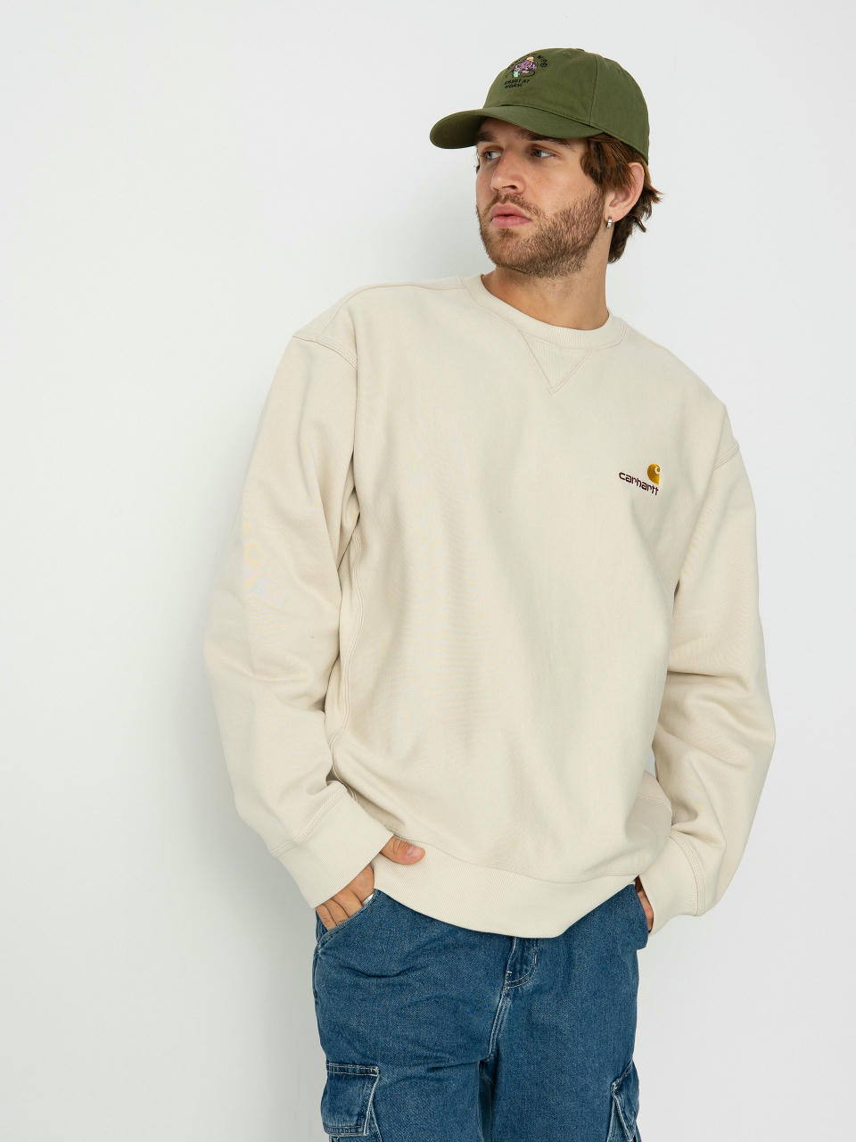 Carhartt WIP American Script Pulóver (moonbeam)