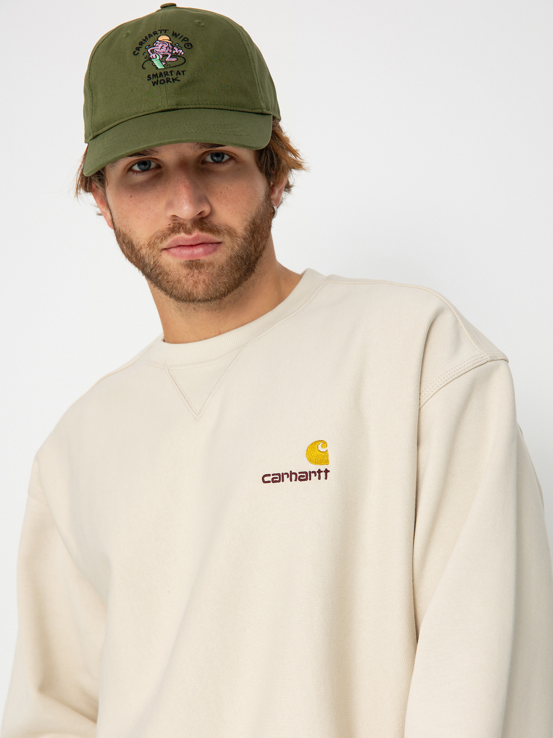 Carhartt WIP American Script Pulóver (moonbeam)