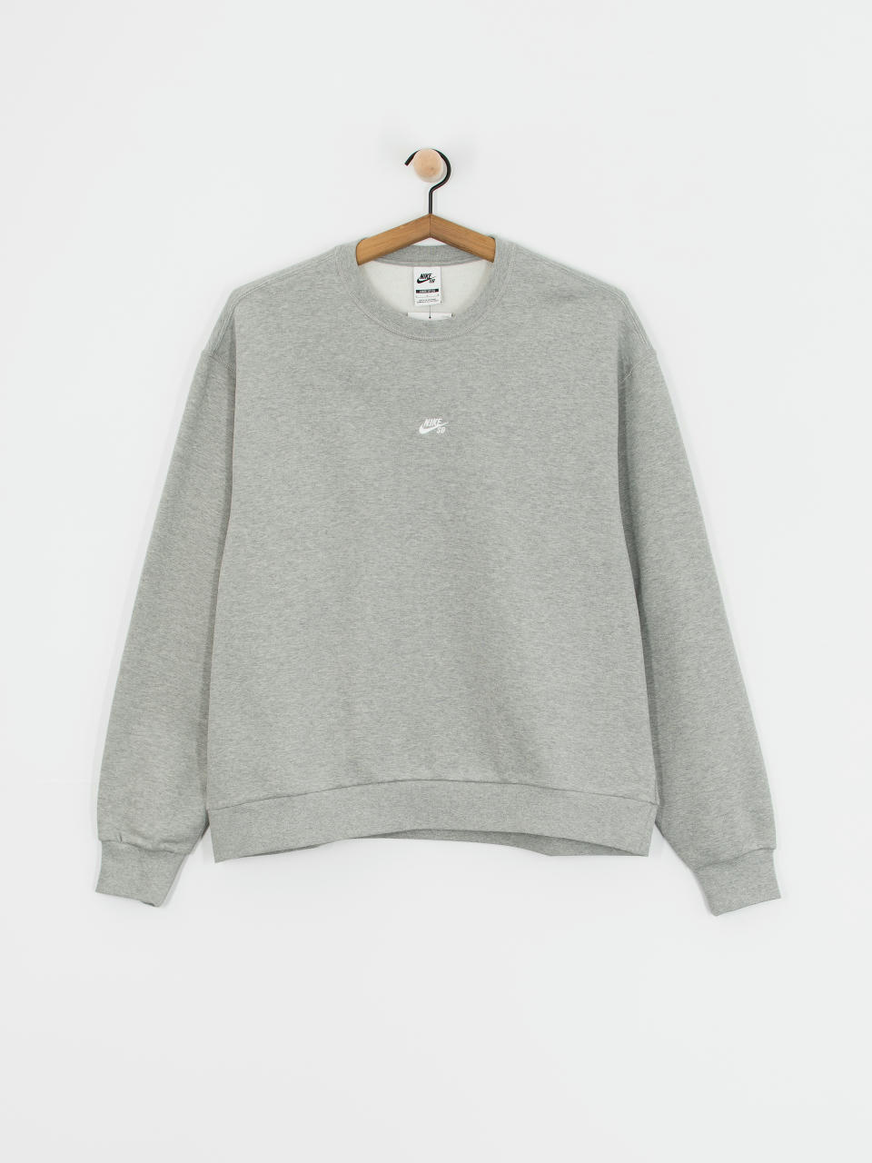 Nike SB Essential Logo Crew Pulóver (dk grey heather/white)