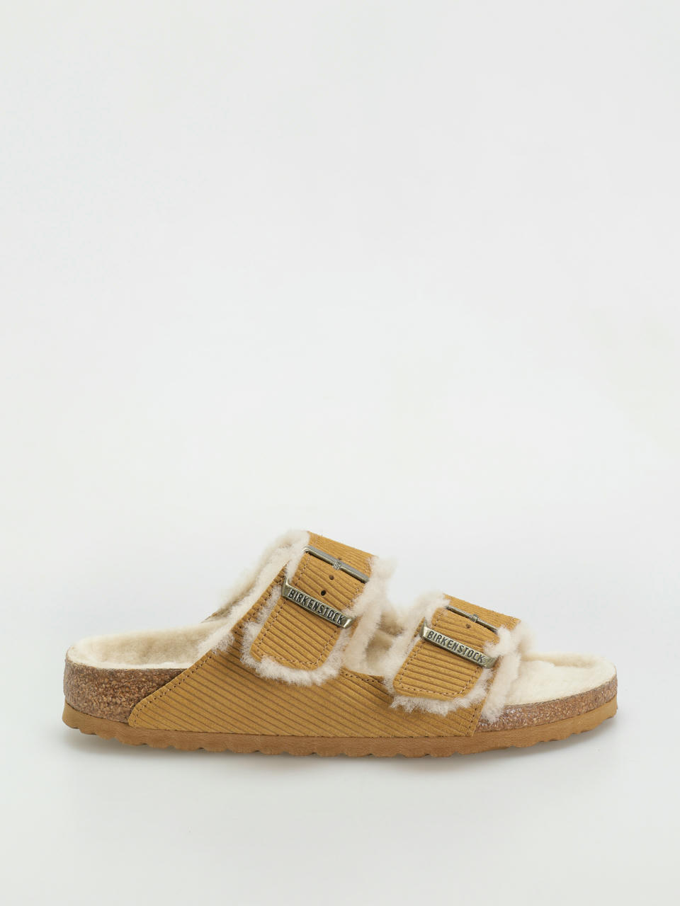 Birkenstock Arizona Fell Suede Leather Fur Narrow Wmn Flip-flop papucsok (corduroy cork brown)