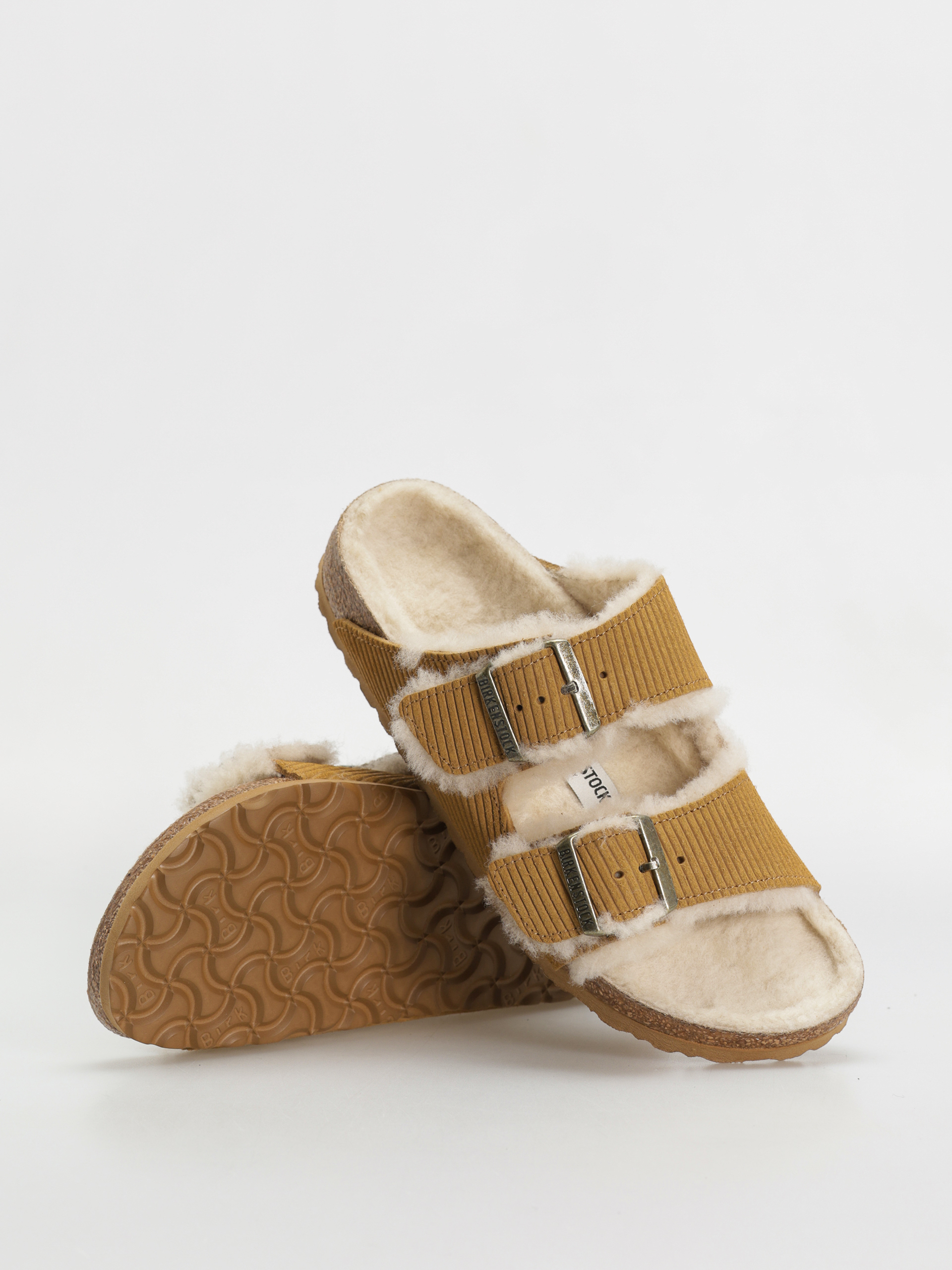 Birkenstock Arizona Fell Suede Leather Fur Narrow Wmn Flip-flop papucsok (corduroy cork brown)