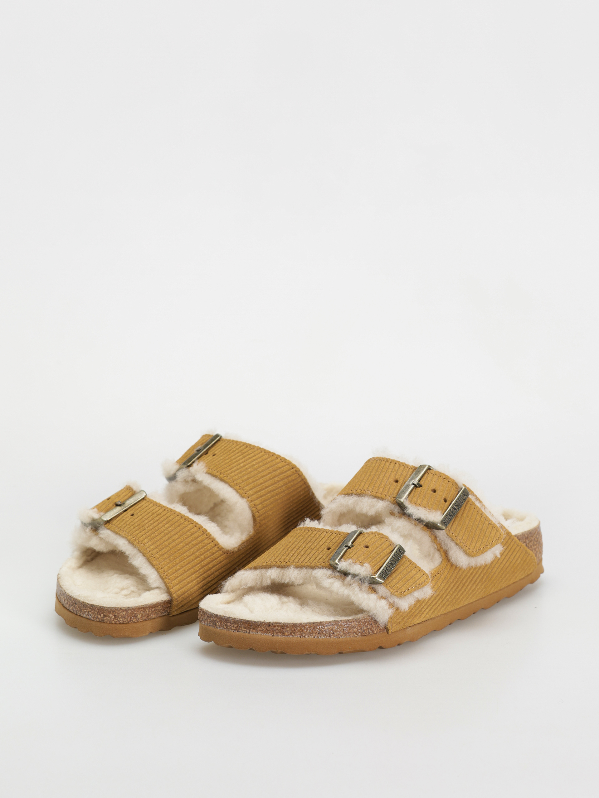 Birkenstock Arizona Fell Suede Leather Fur Narrow Wmn Flip-flop papucsok (corduroy cork brown)