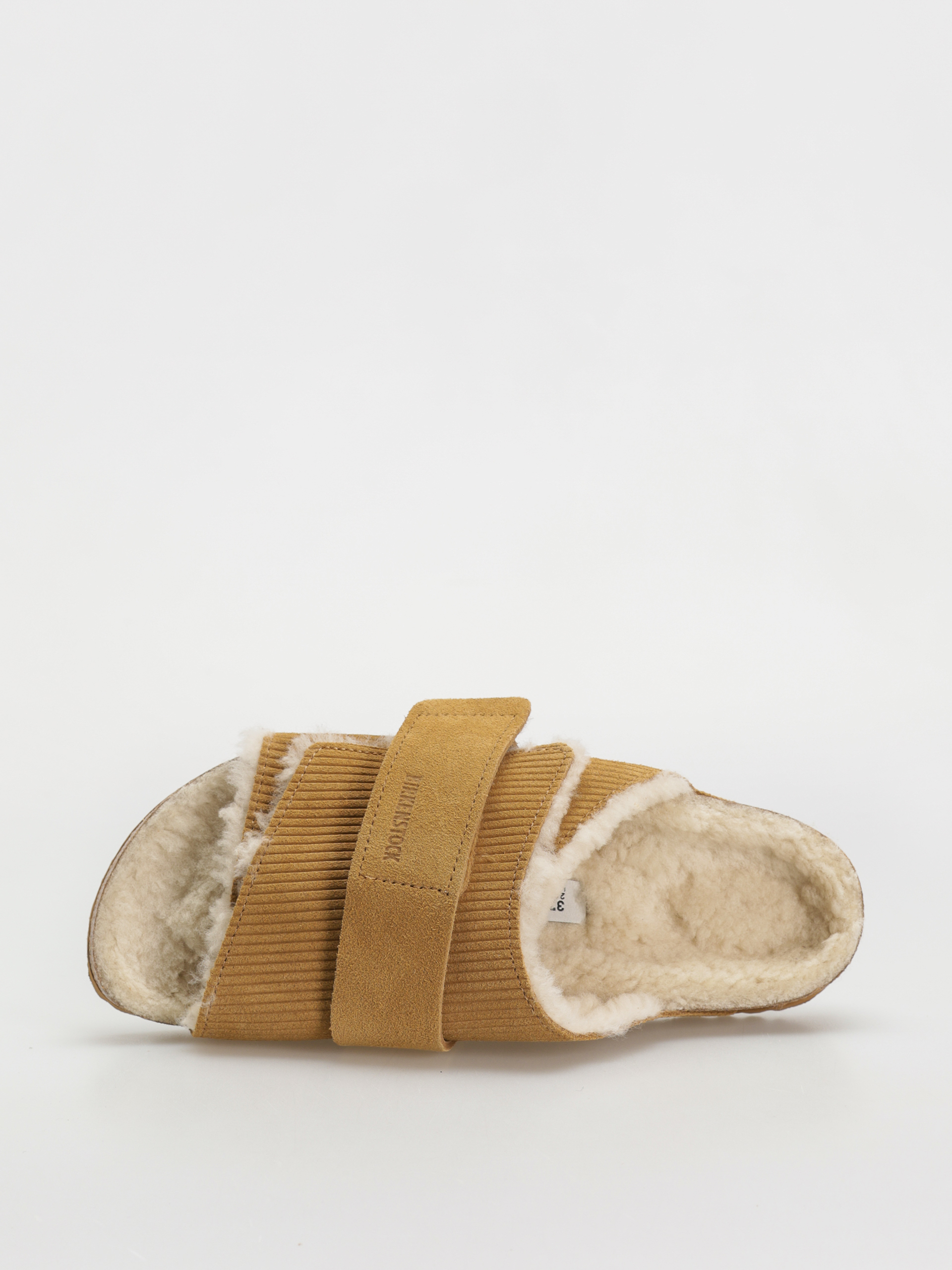 Birkenstock Kyoto Shearling Suede Leather Fur Narrow Wmn Flip-flop papucsok (corduroy cork brown)