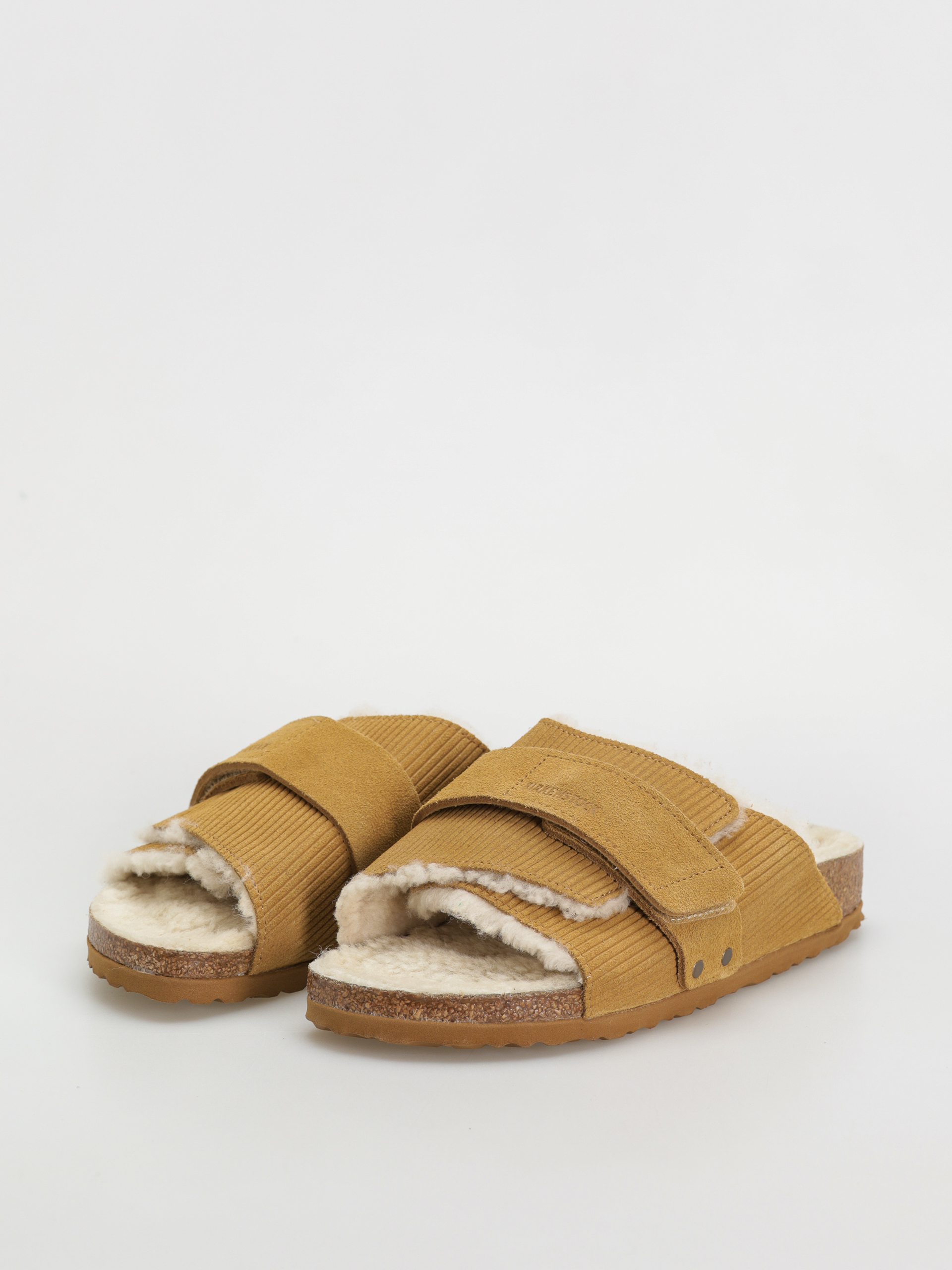 Birkenstock Kyoto Shearling Suede Leather Fur Narrow Wmn Flip-flop papucsok (corduroy cork brown)