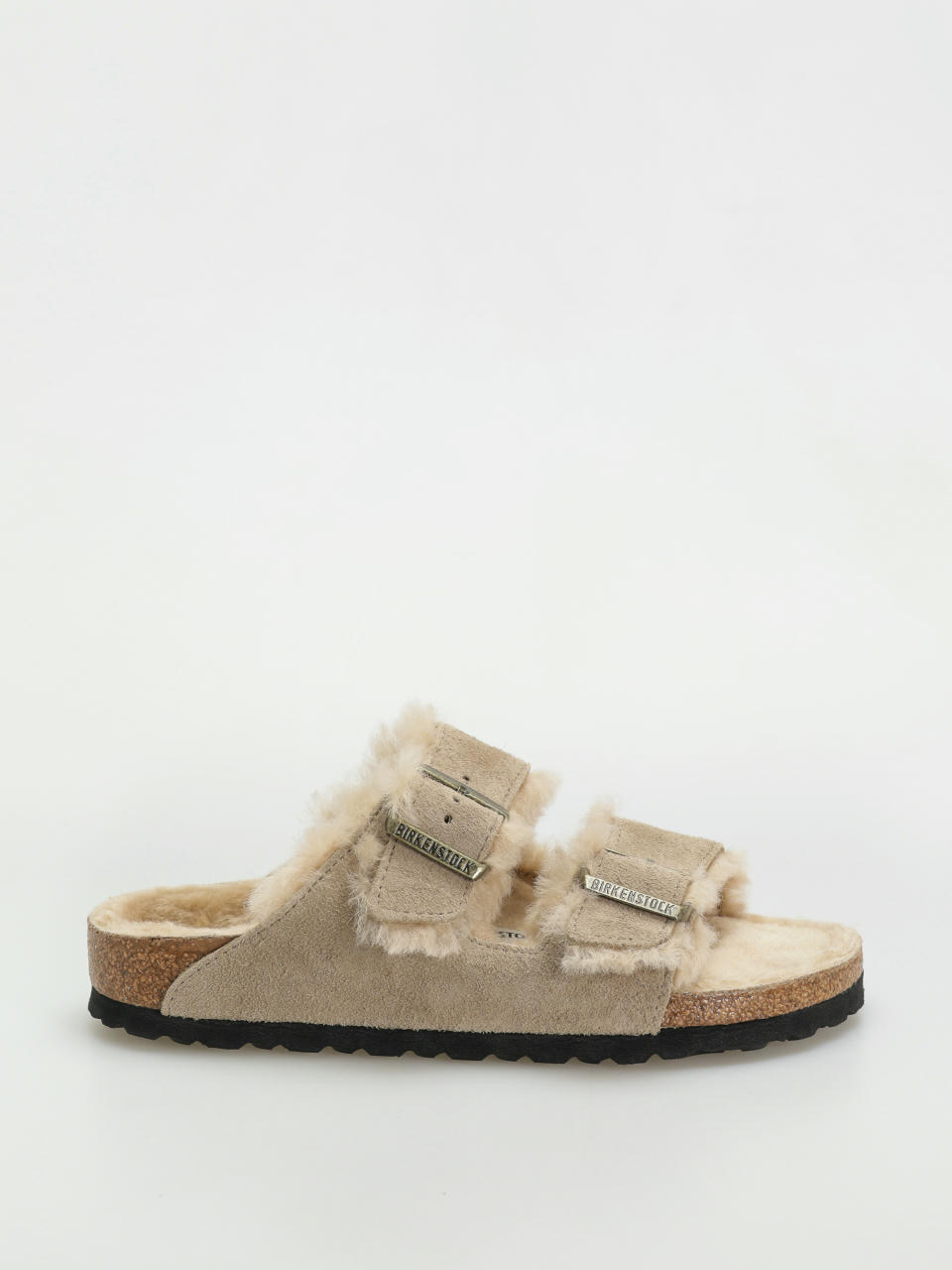 Birkenstock Arizona Shearling Suede Leather Fur Narrow Flip-flop papucsok Wmn (taupe)