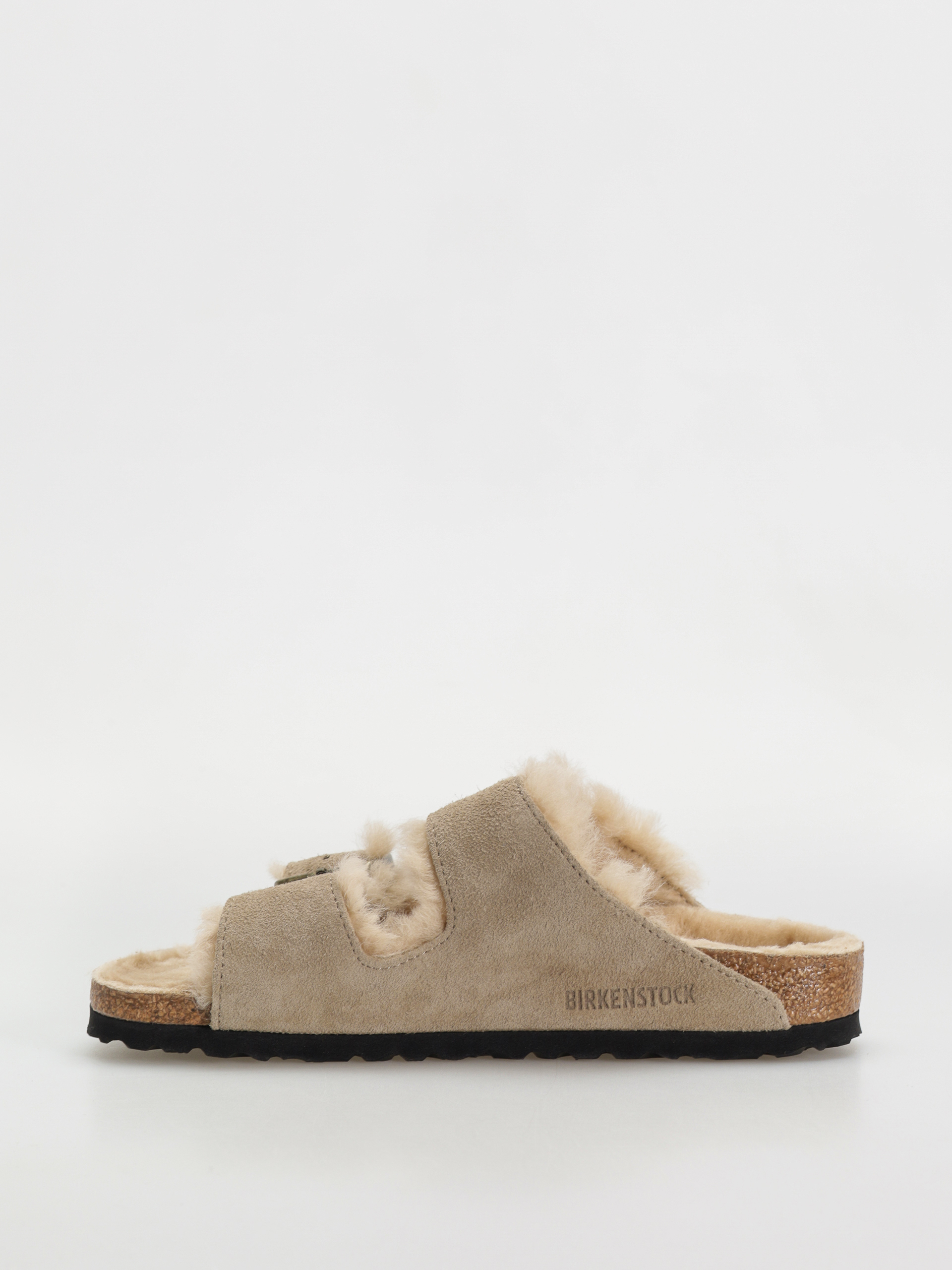 Birkenstock Arizona Shearling Suede Leather Fur Narrow Flip-flop papucsok Wmn (taupe)