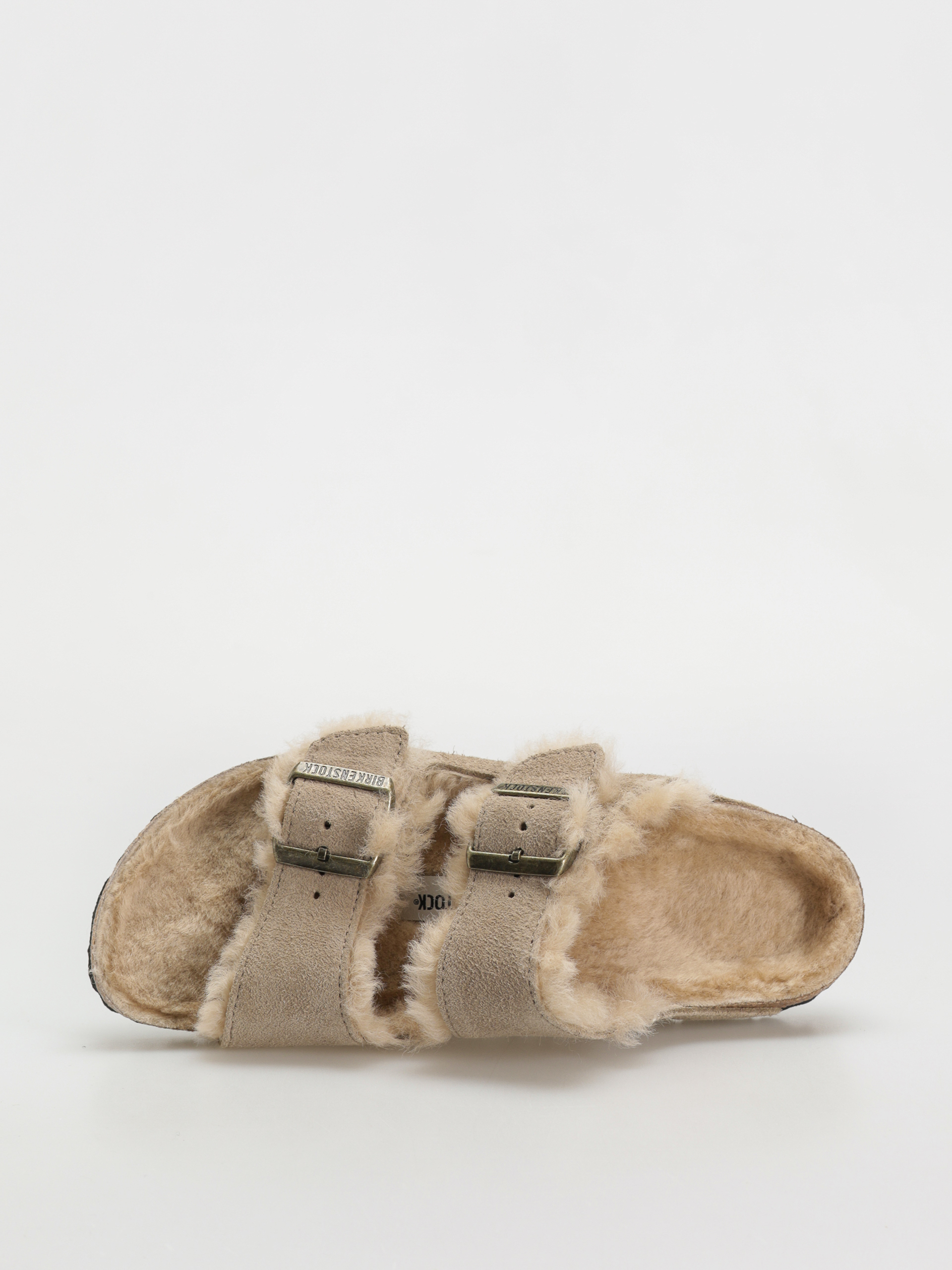 Birkenstock Arizona Shearling Suede Leather Fur Narrow Flip-flop papucsok Wmn (taupe)