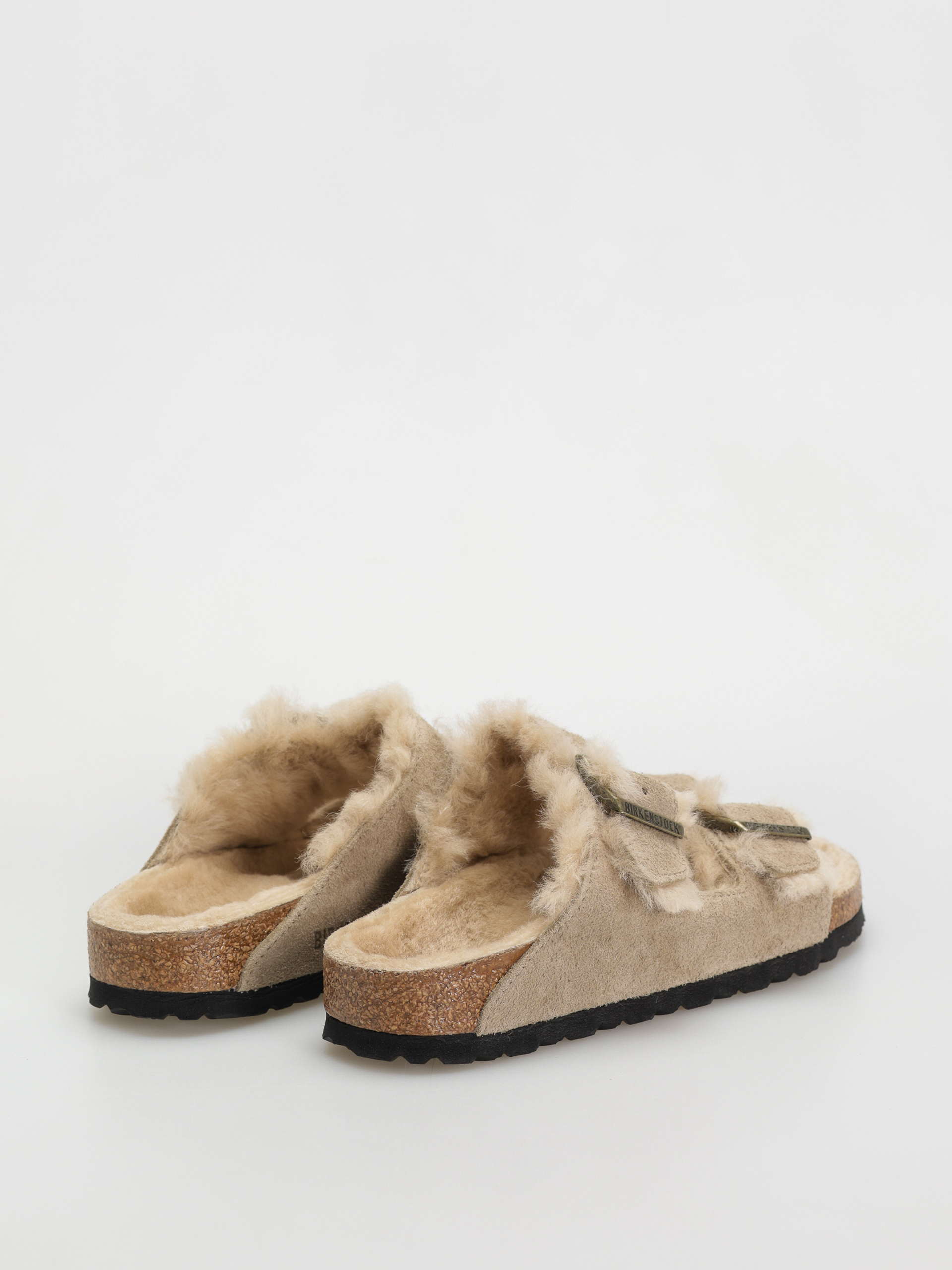 Birkenstock Arizona Shearling Suede Leather Fur Narrow Flip-flop papucsok Wmn (taupe)