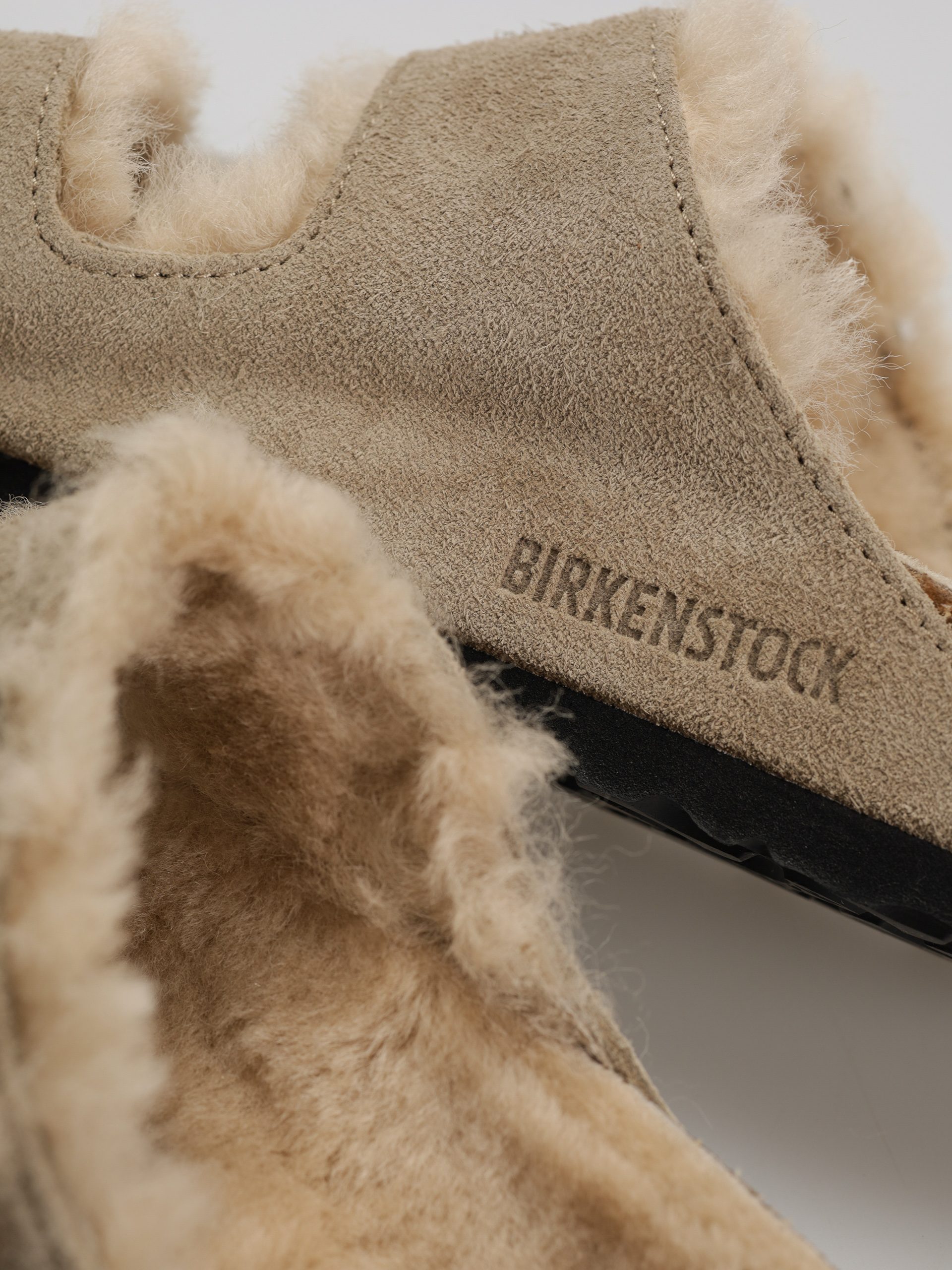 Birkenstock Arizona Shearling Suede Leather Fur Narrow Flip-flop papucsok Wmn (taupe)