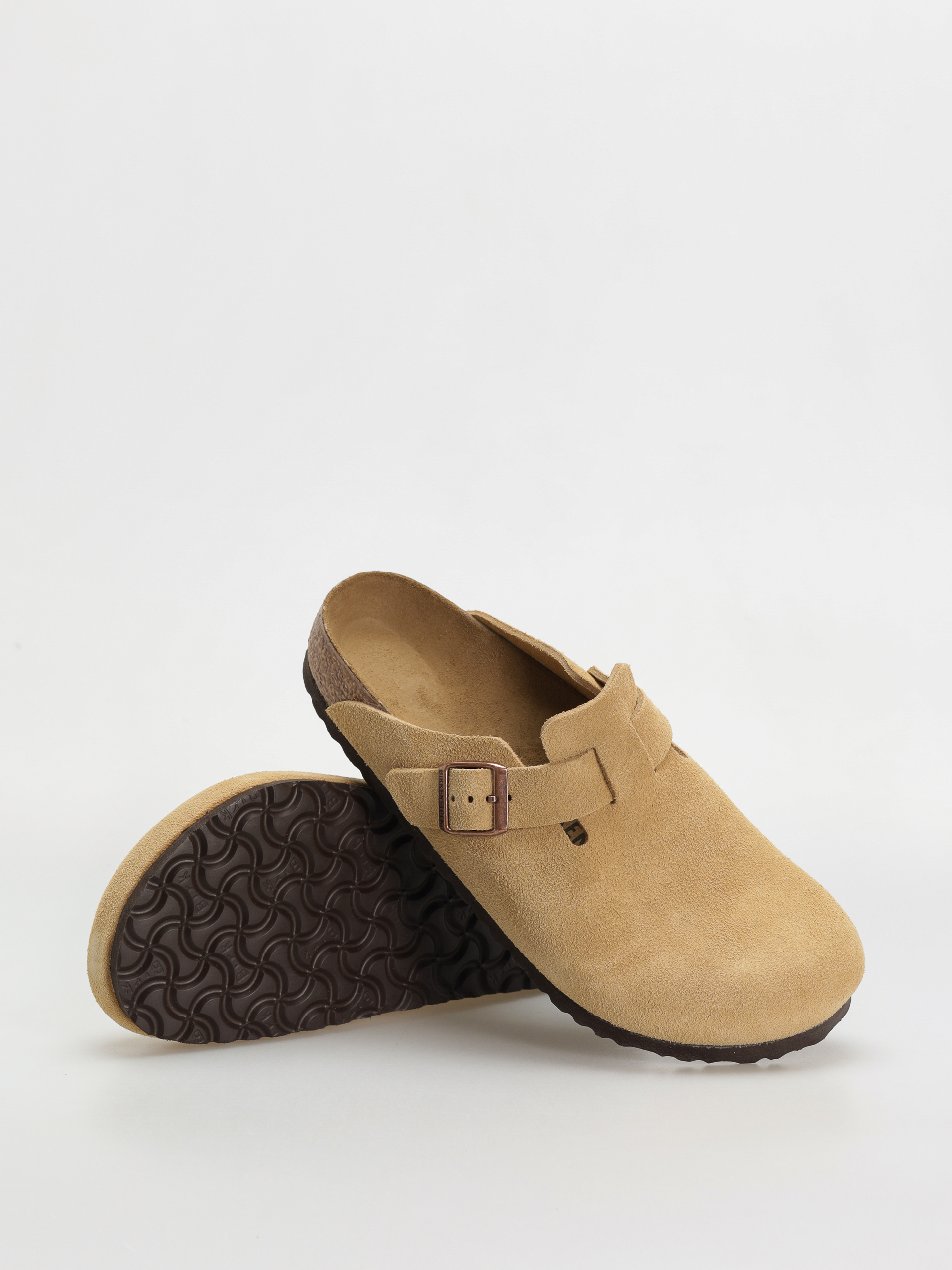 Birkenstock Boston Suede Leather Regular Flip-flop papucsok (latte cream)