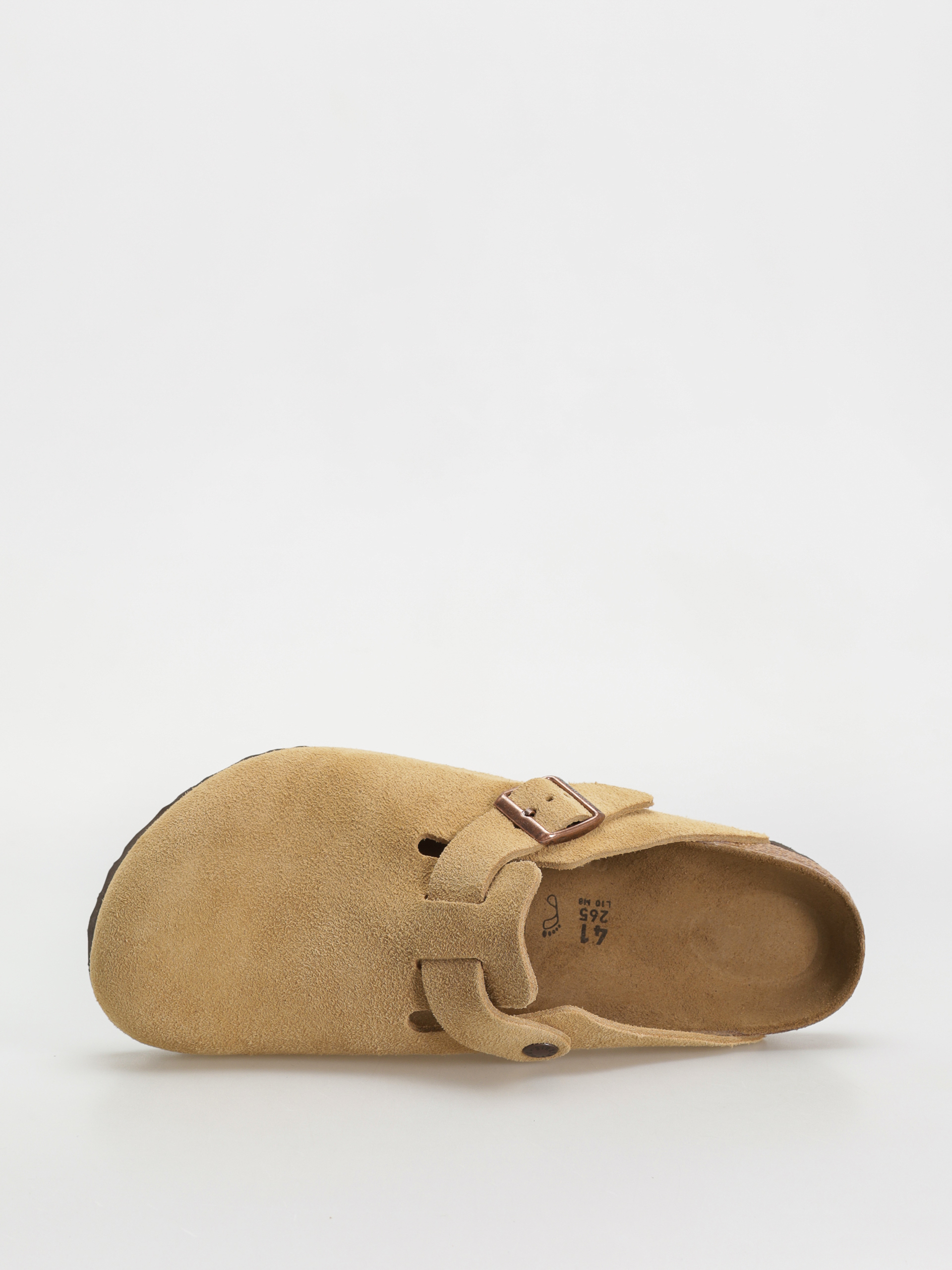 Birkenstock Boston Suede Leather Regular Flip-flop papucsok (latte cream)
