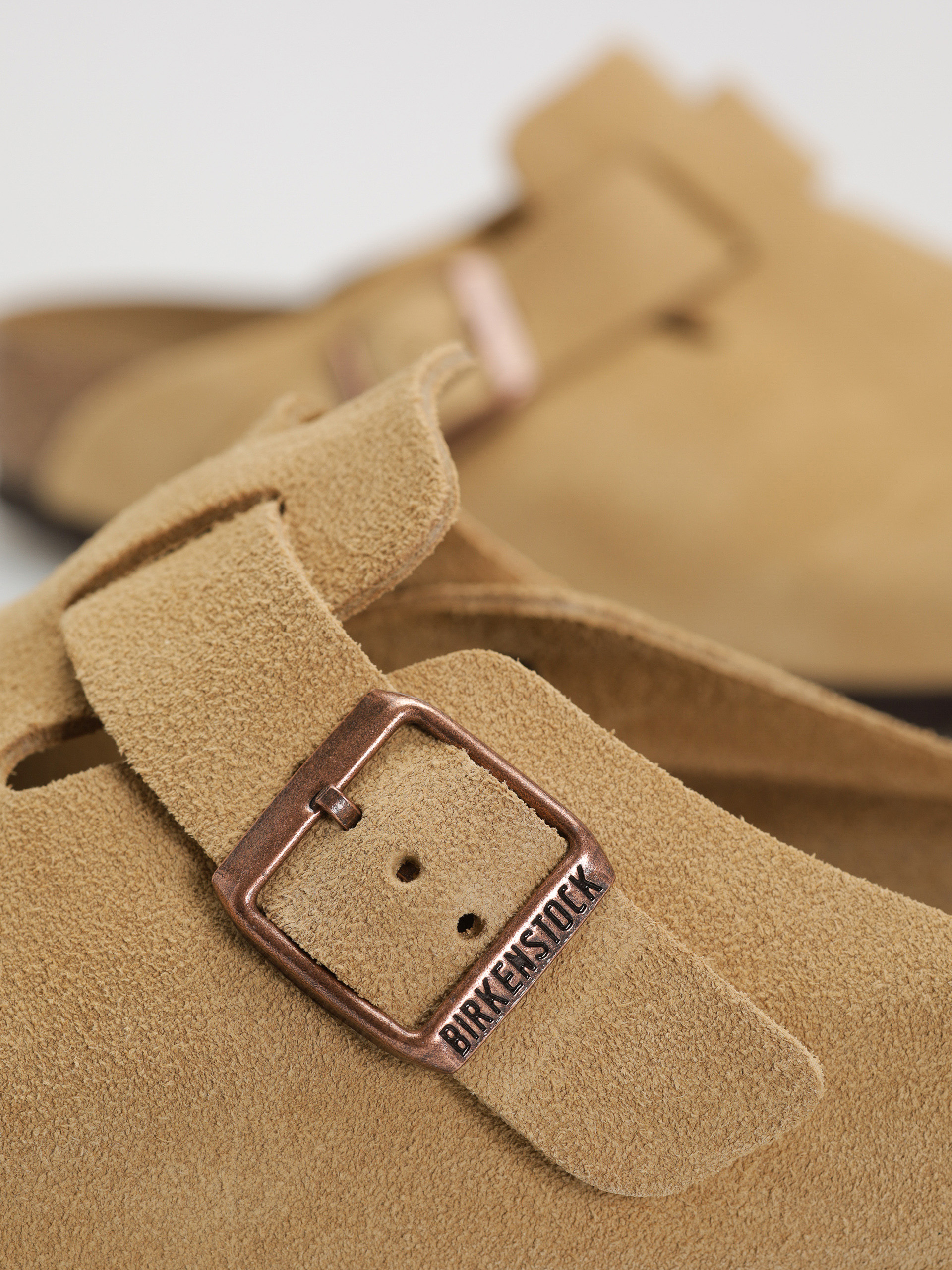 Birkenstock Boston Suede Leather Regular Flip-flop papucsok (latte cream)