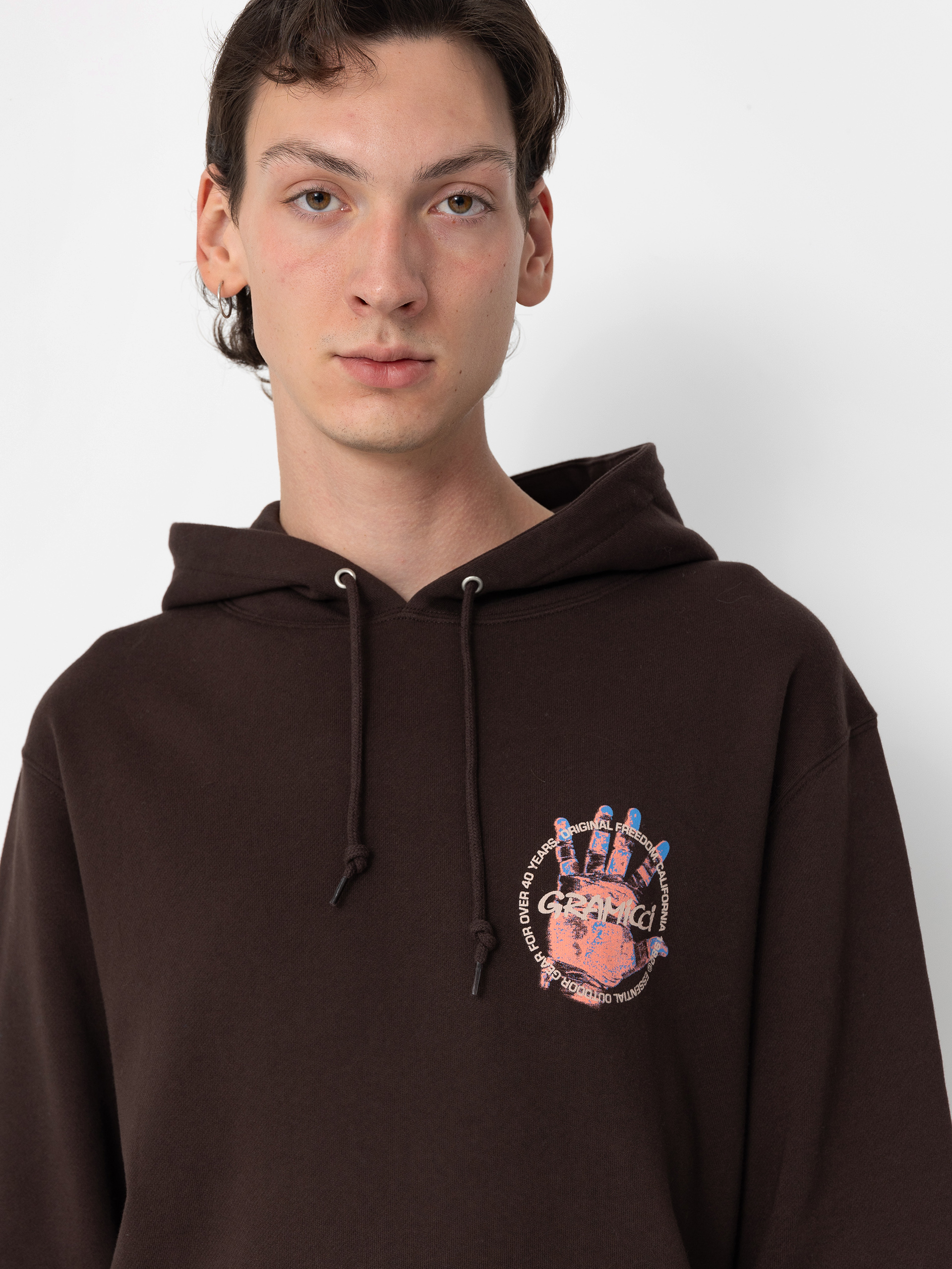 Kapucnis pulóver Gramicci Climber’S Hand HD (dark brown)