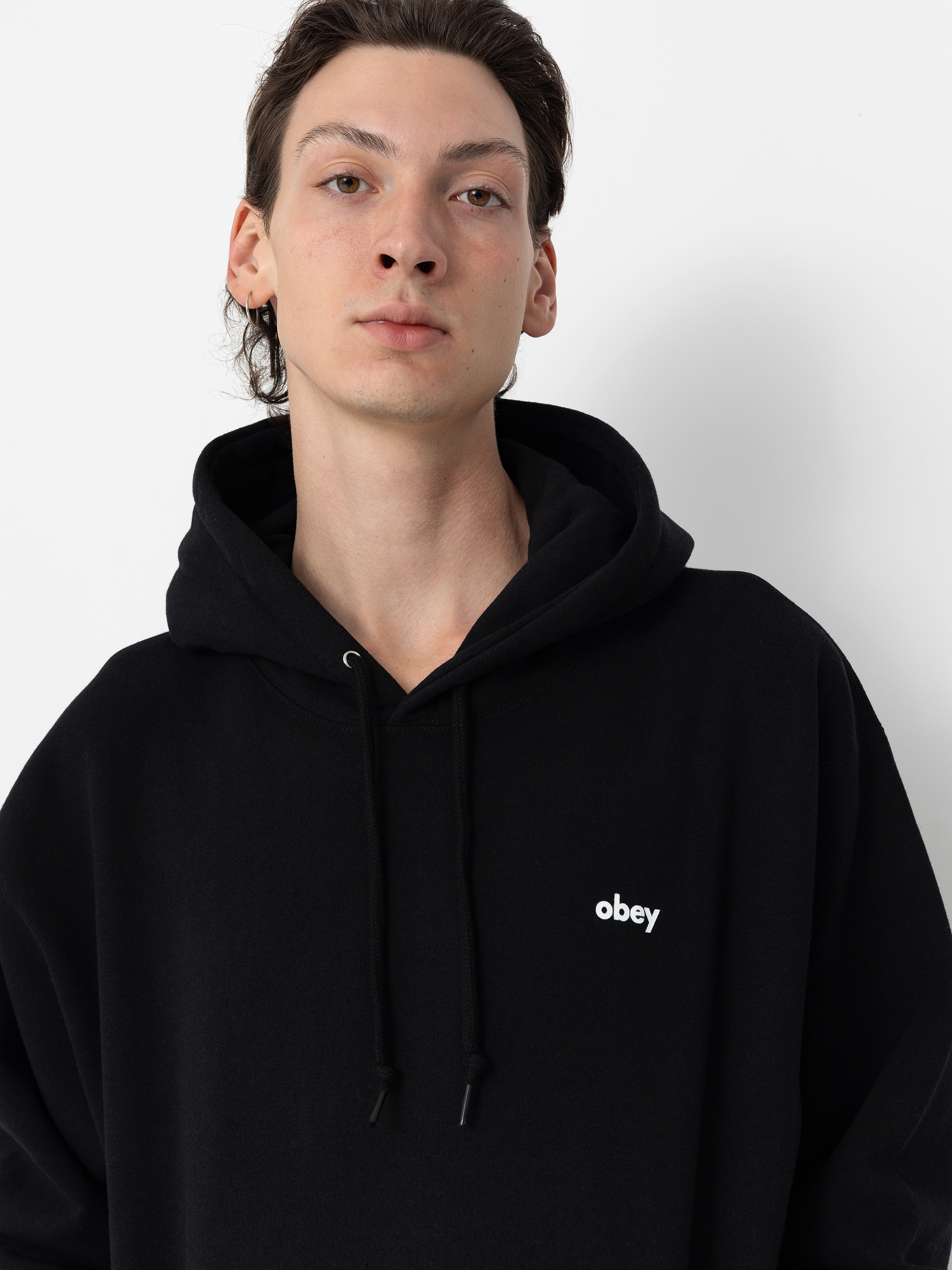 OBEY Studios Icon HD Kapucnis pulóver (black)