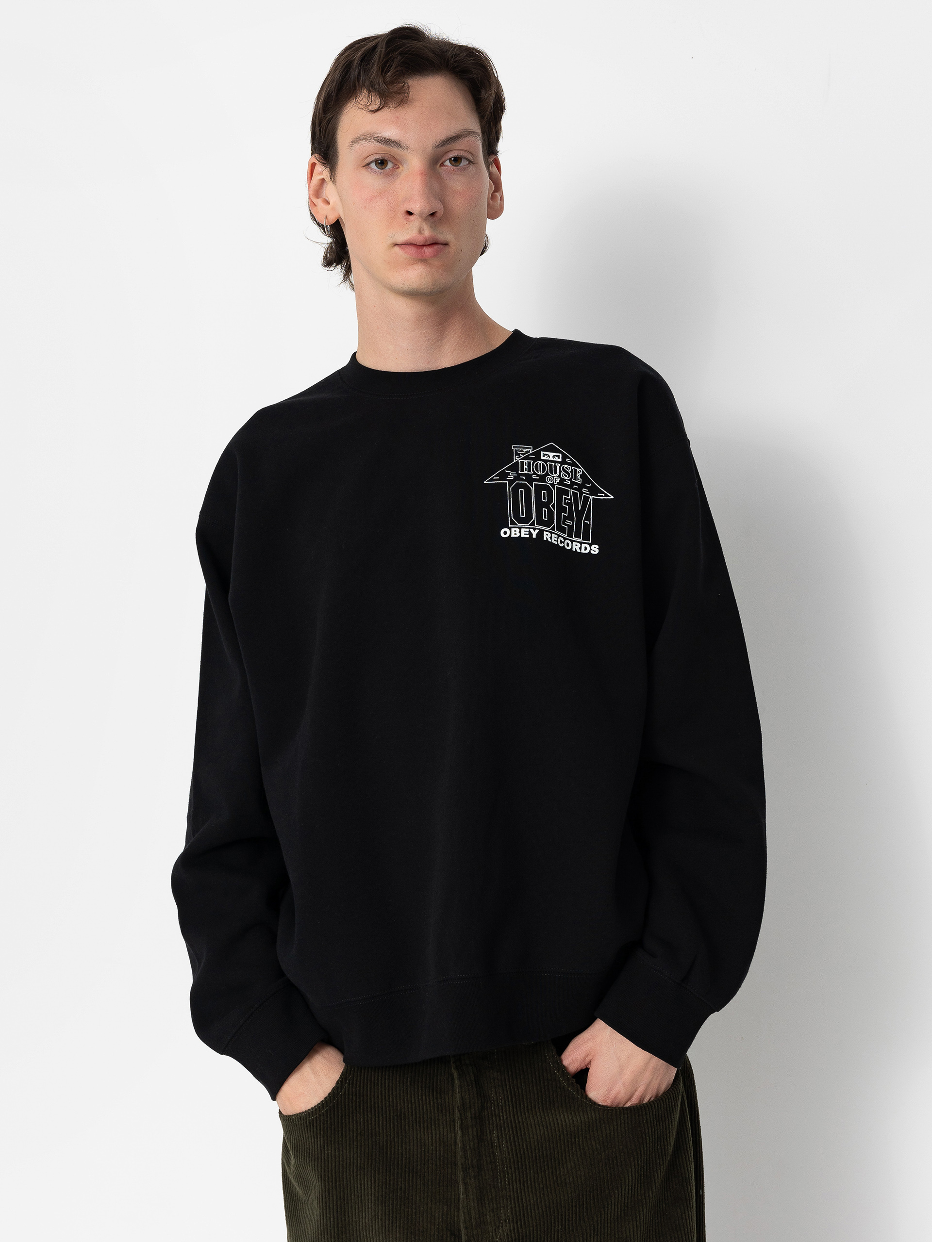 OBEY House Of Obey Records Pulóver (black)