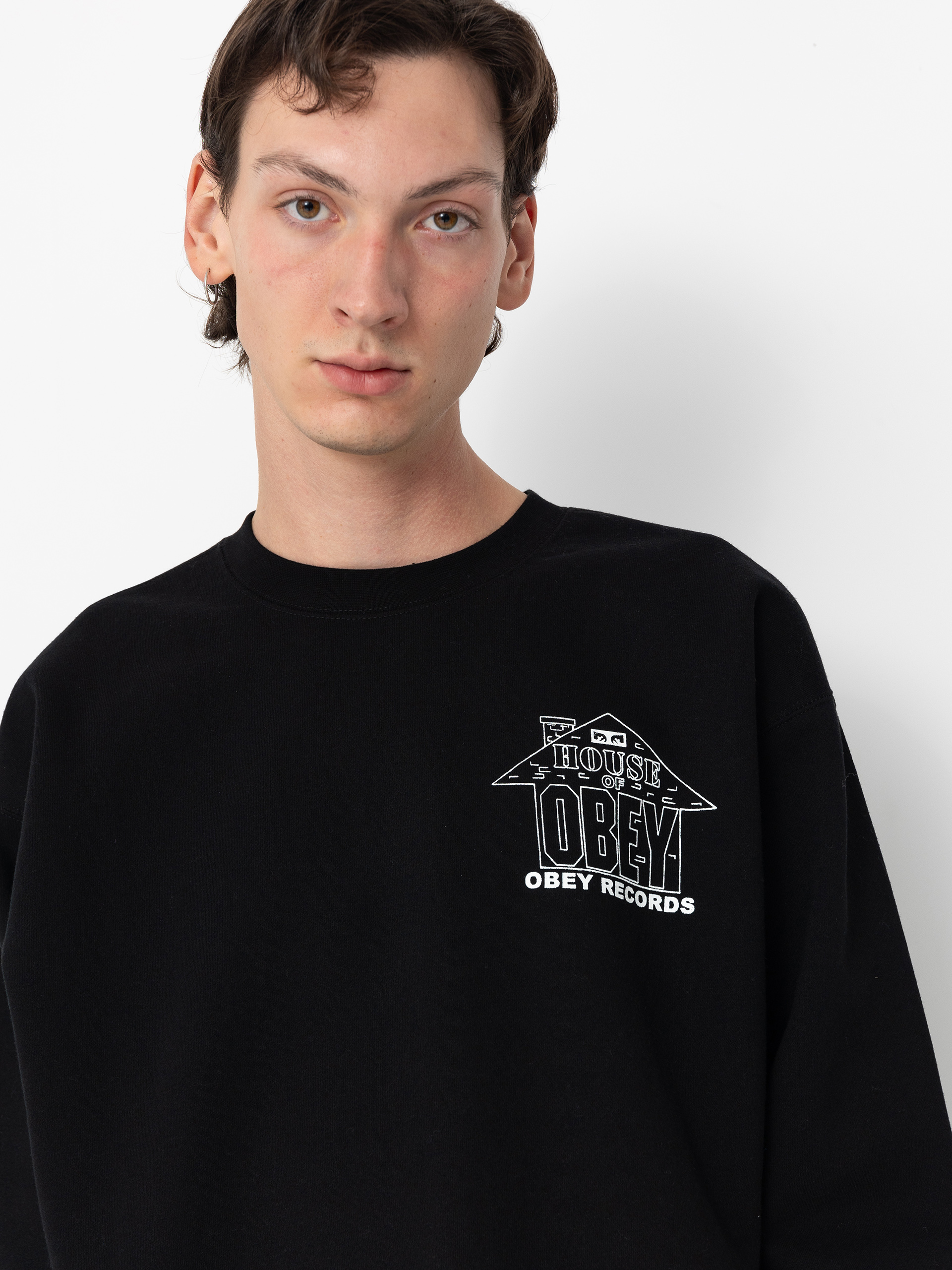 OBEY House Of Obey Records Pulóver (black)