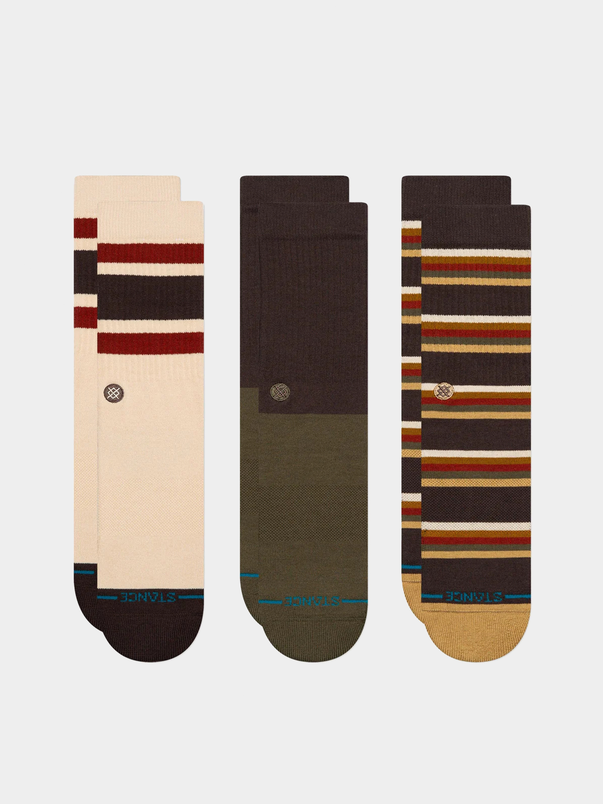 Stance Mill House 3 Pack Crew Zokni (dark brown)