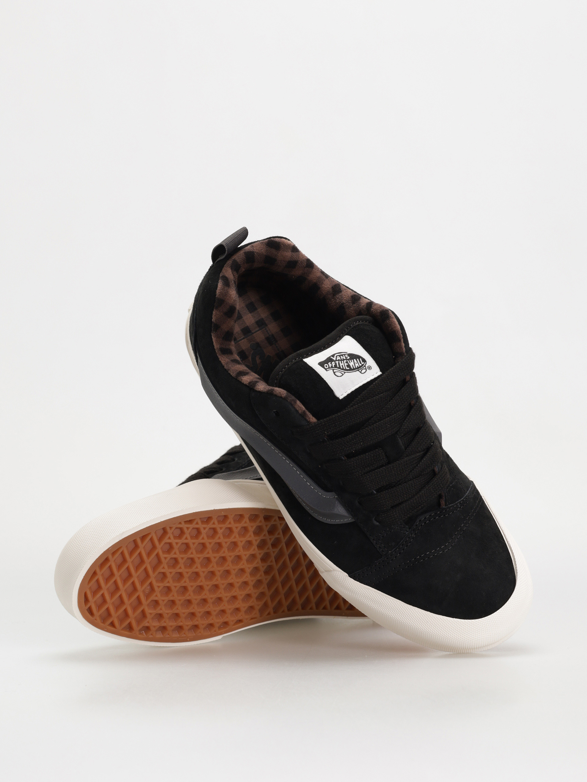 Vans Knu Skool Cipők (pig suede plaid gray/black)