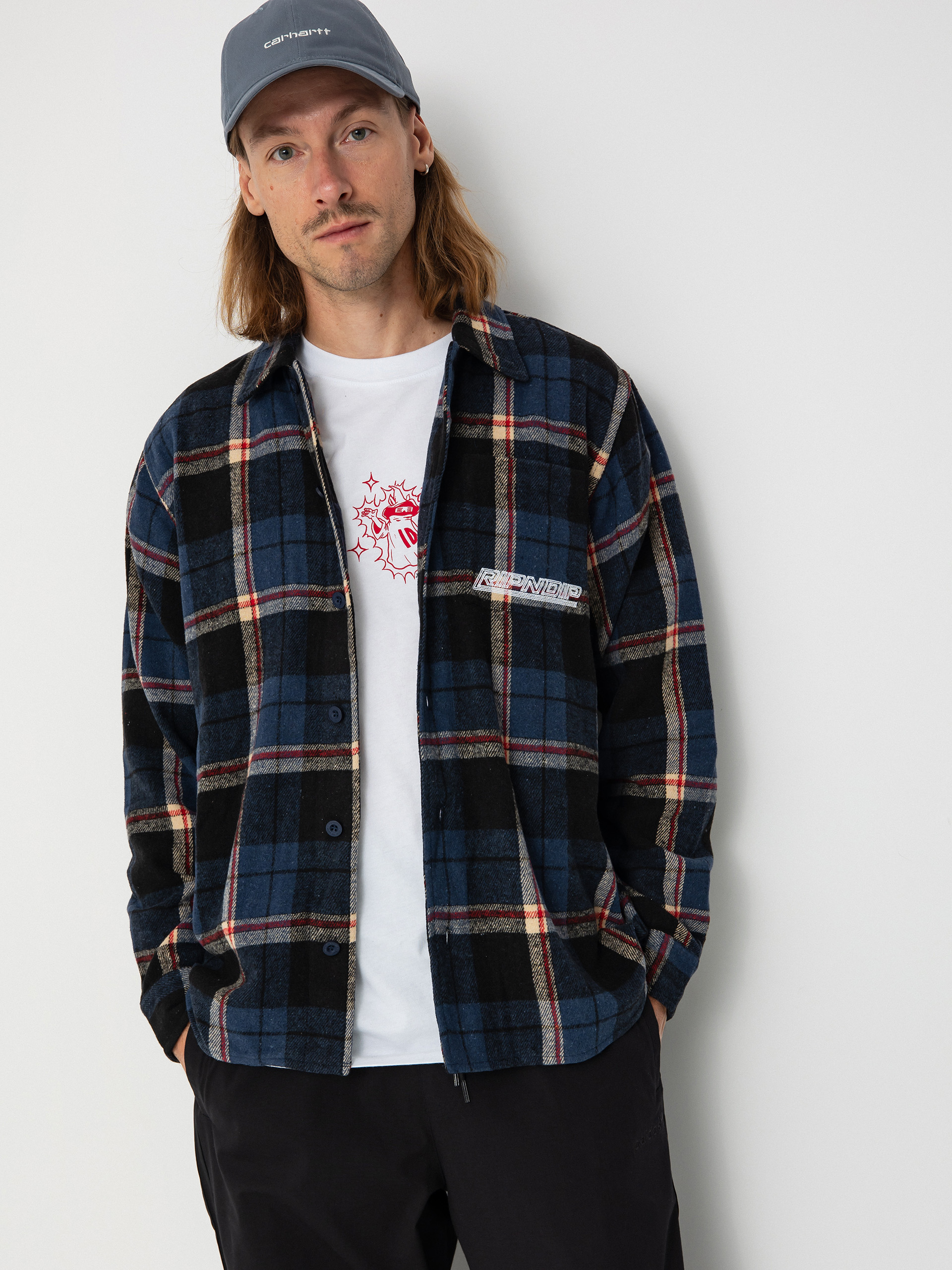 Ing RipNDip Robo Button Up Flannel (navy)