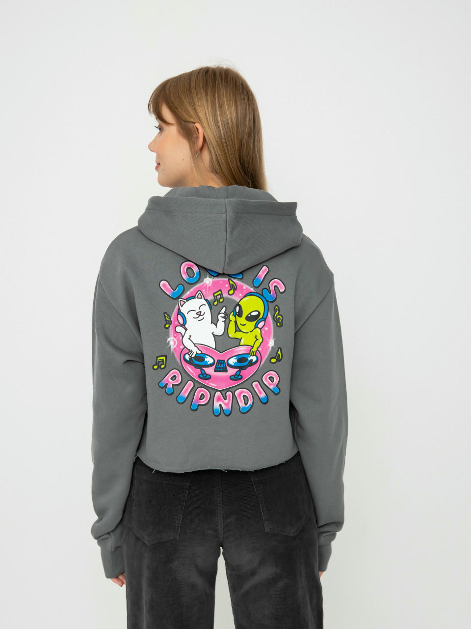 Kapucnis pulóver RipNDip Love Is Ripndip Cropped HD (charcoal)