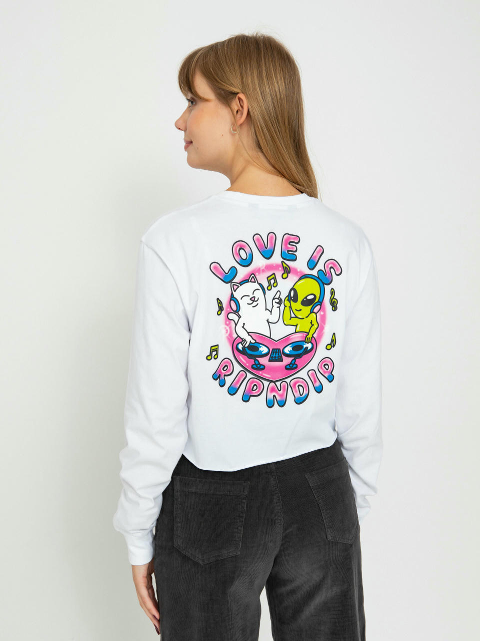 Hosszú ujjú felső RipNDip Love Is Ripndip Cropped (white)