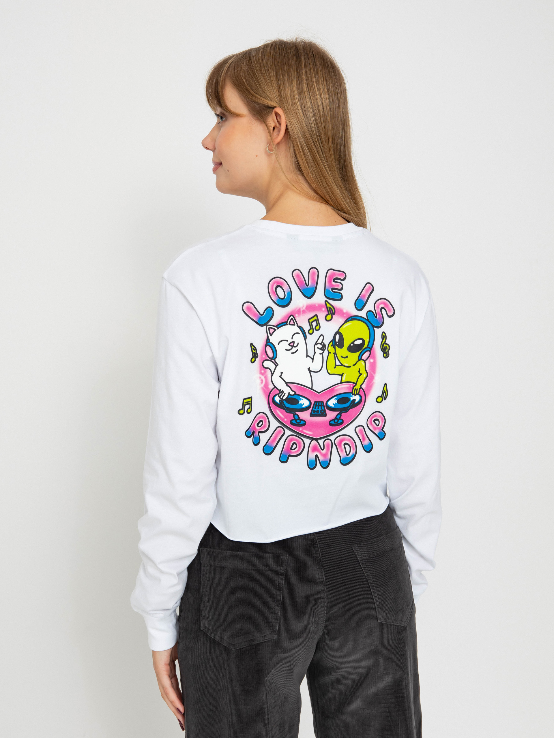 Hosszú ujjú felső RipNDip Love Is Ripndip Cropped (white)