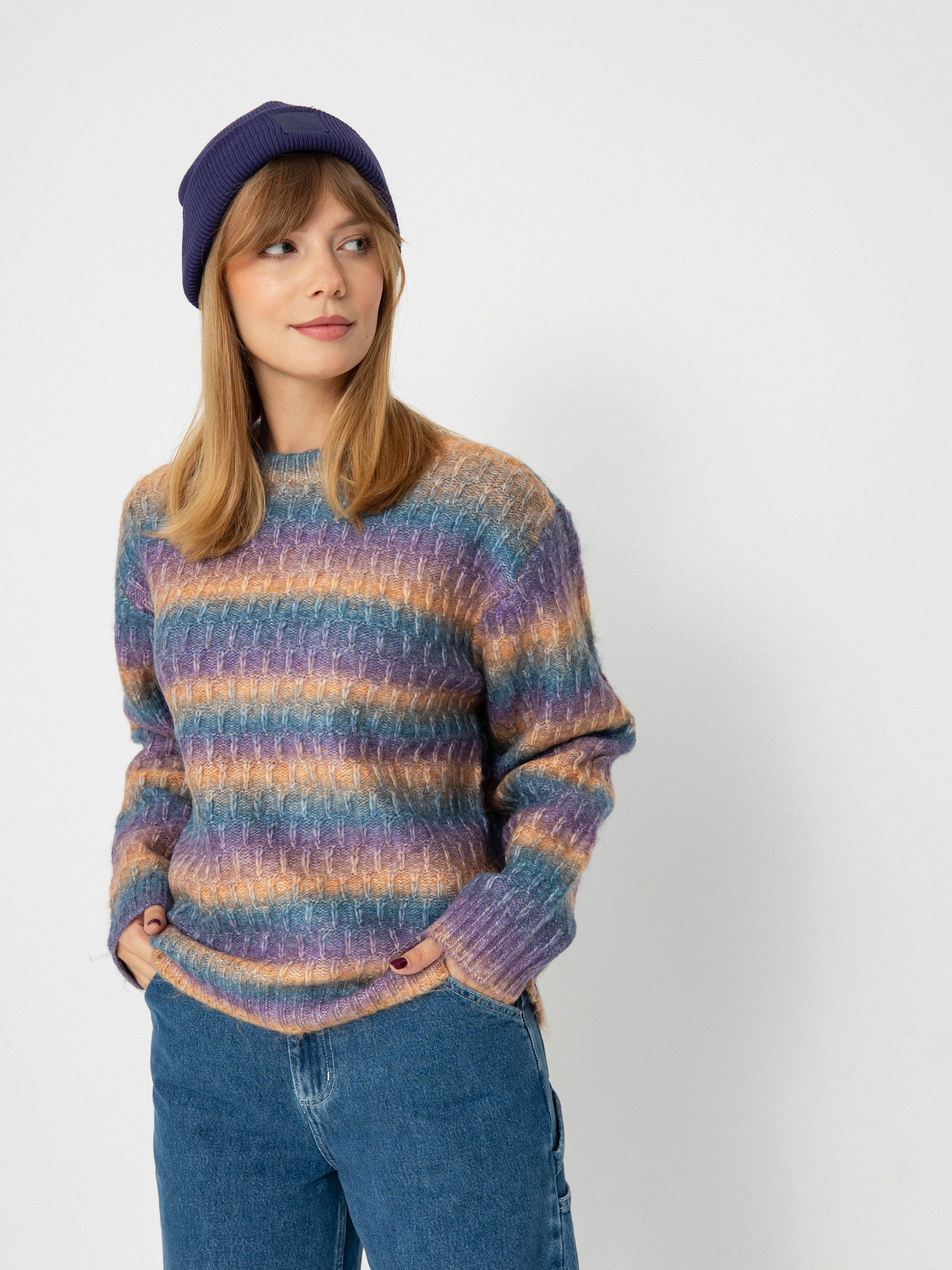 Pulóver OBEY Daytrip Crew Sweater Wmn (purple multi)