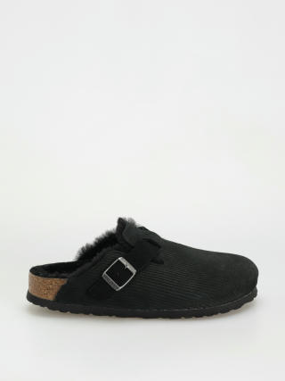 Birkenstock Boston VL Fell Suede Leather Fur Narrow Wmn Flip-flop papucsok (corduroy black)