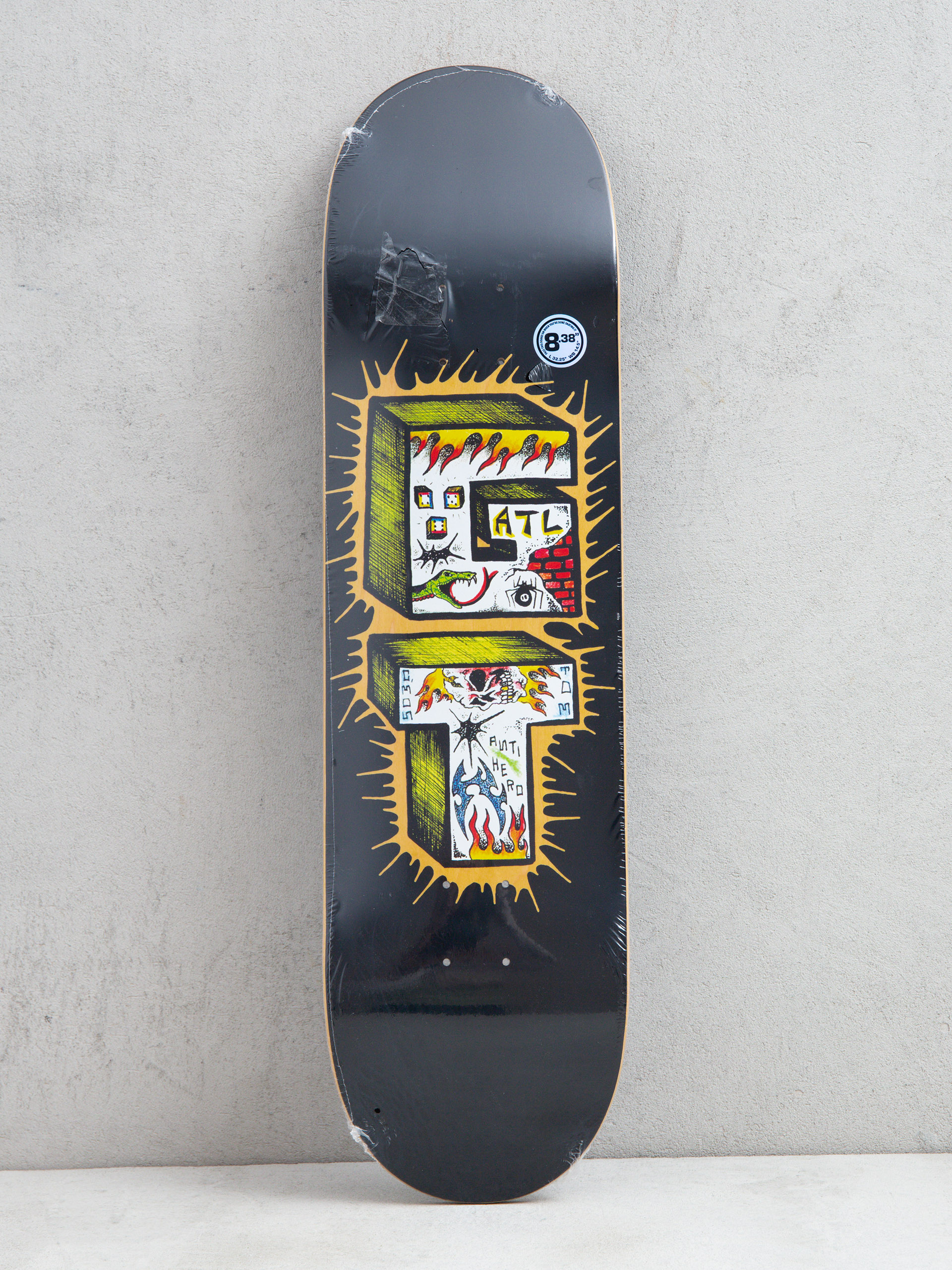 Antihero Grant Stacked Gu00f6rdeszka lap (black/yellow)