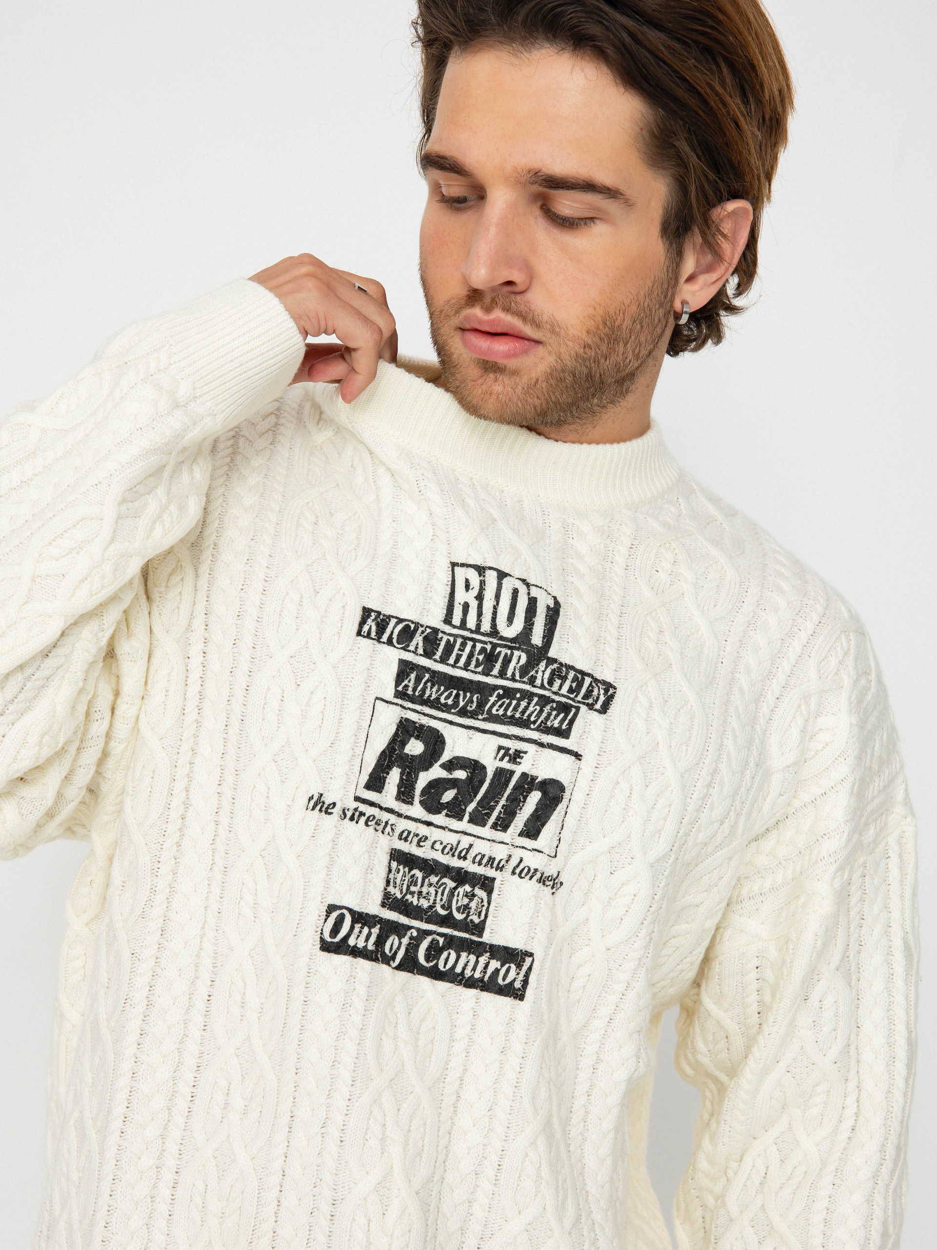 Wasted Paris Rain Cable Knit Pulóver (off white)