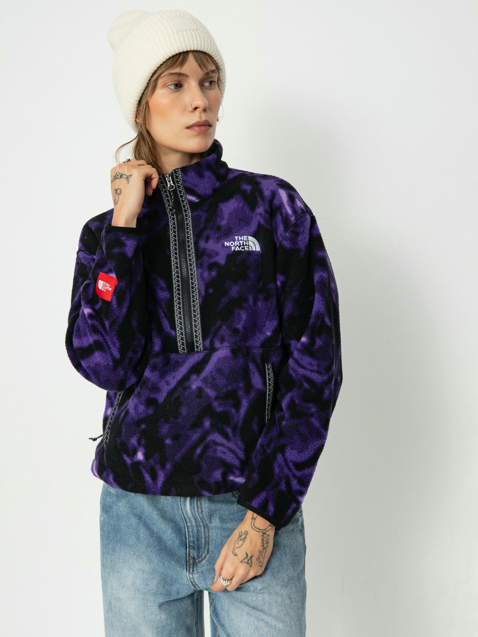 Polár pulóver The North Face Tnf Fleeski 1/4 Zip Wmn (peak purple 3d summit m)