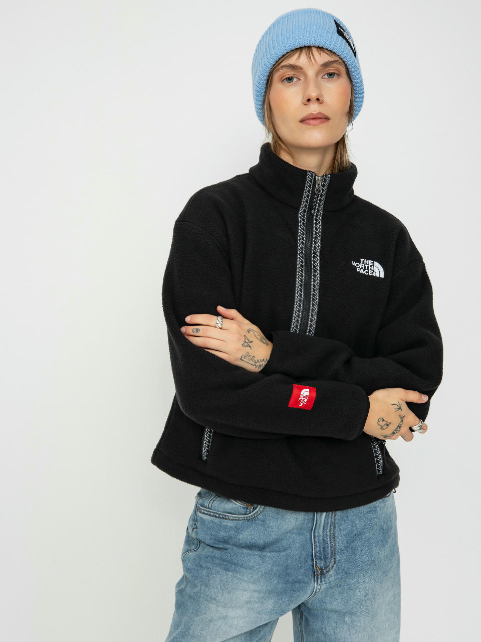 Polár pulóver The North Face Tnf Fleeski 1/4 Zip Wmn (tnf black)