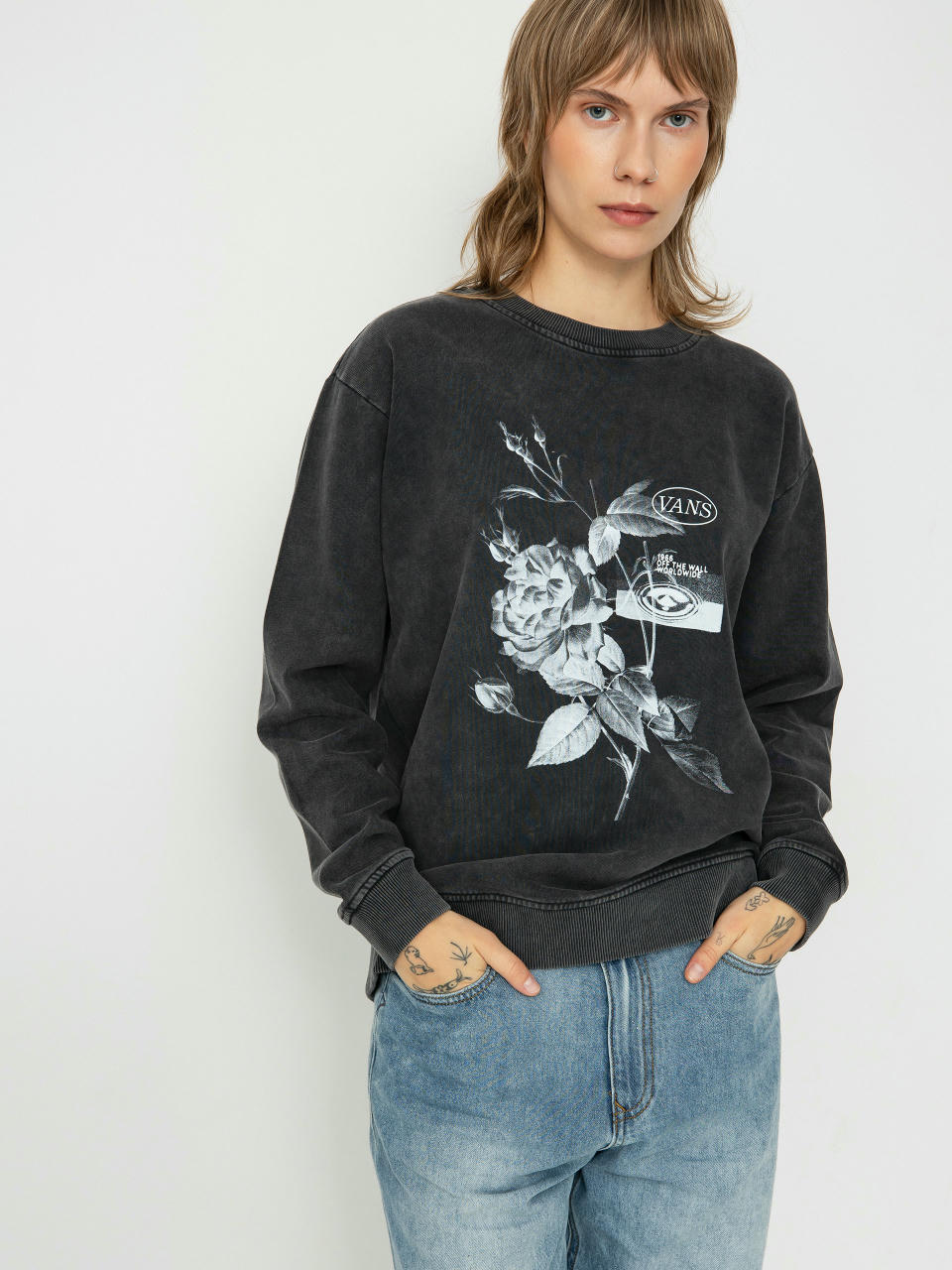 Vans Damask Bff Crew Wmn Pulóver (black)