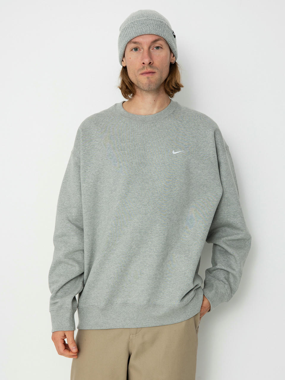 Nike SB Solo Swoosh Pulóver (dk grey heather/white)